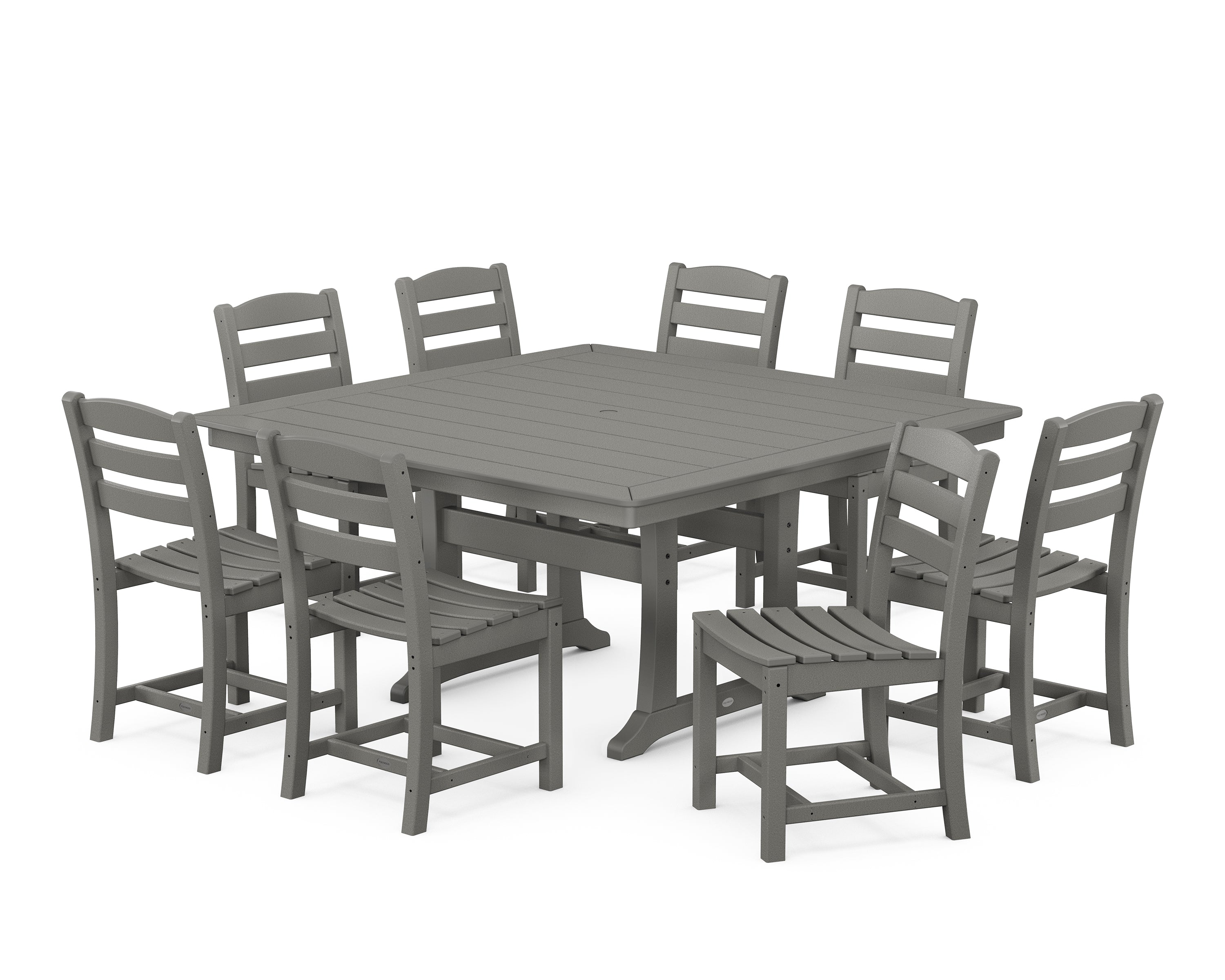 POLYWOOD La Casa Café 9-Piece Nautical Trestle Dining Set in Slate Grey