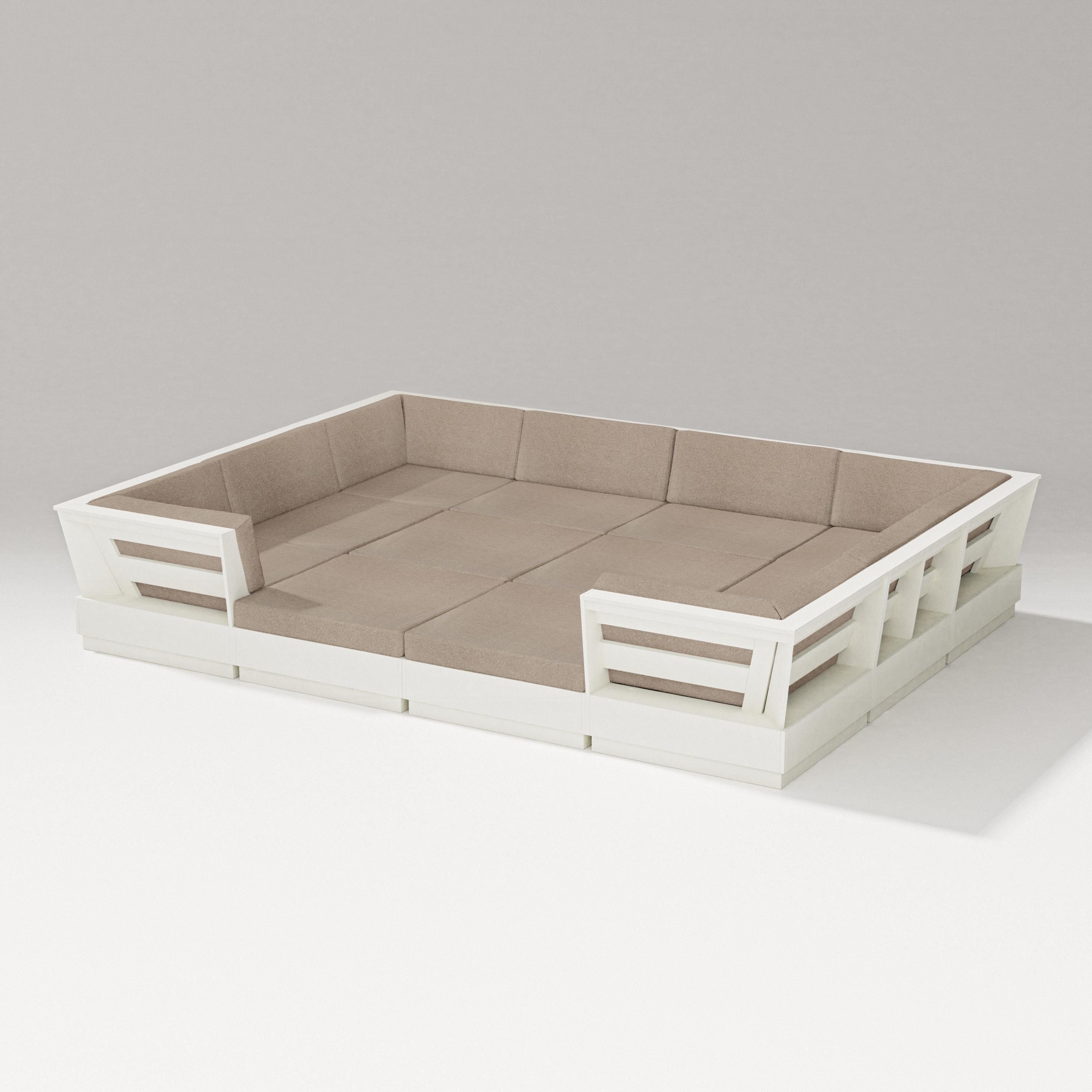 PW Designer Series Elevate 12-Piece Pit Sectional in Vintage White / Spiced Burlap