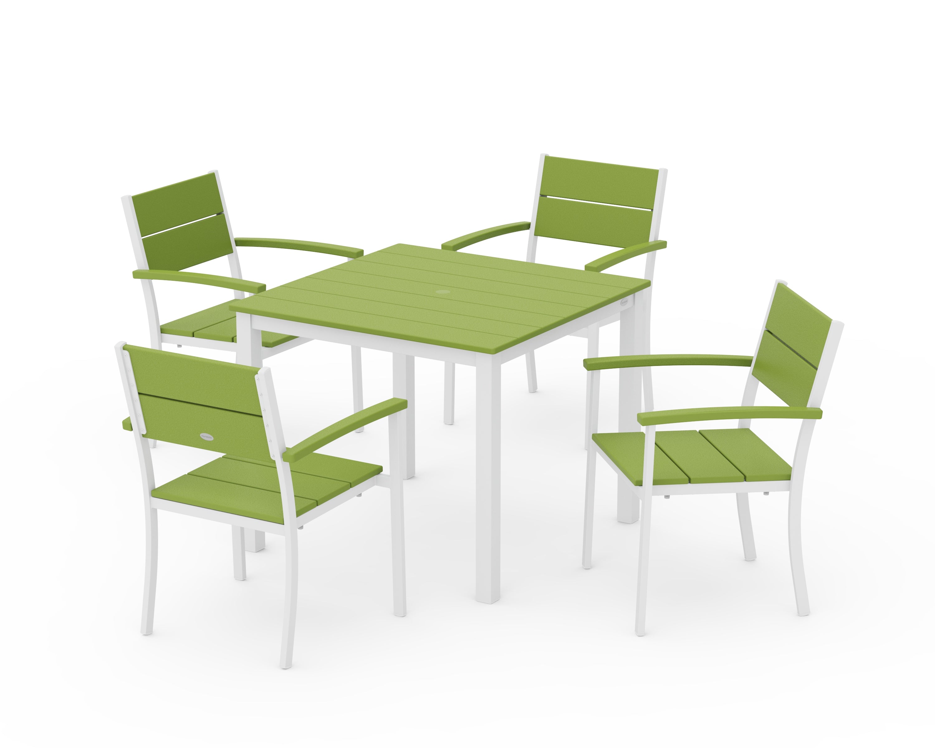 POLYWOOD Main Street 5-Piece Dining Set in White / Lime
