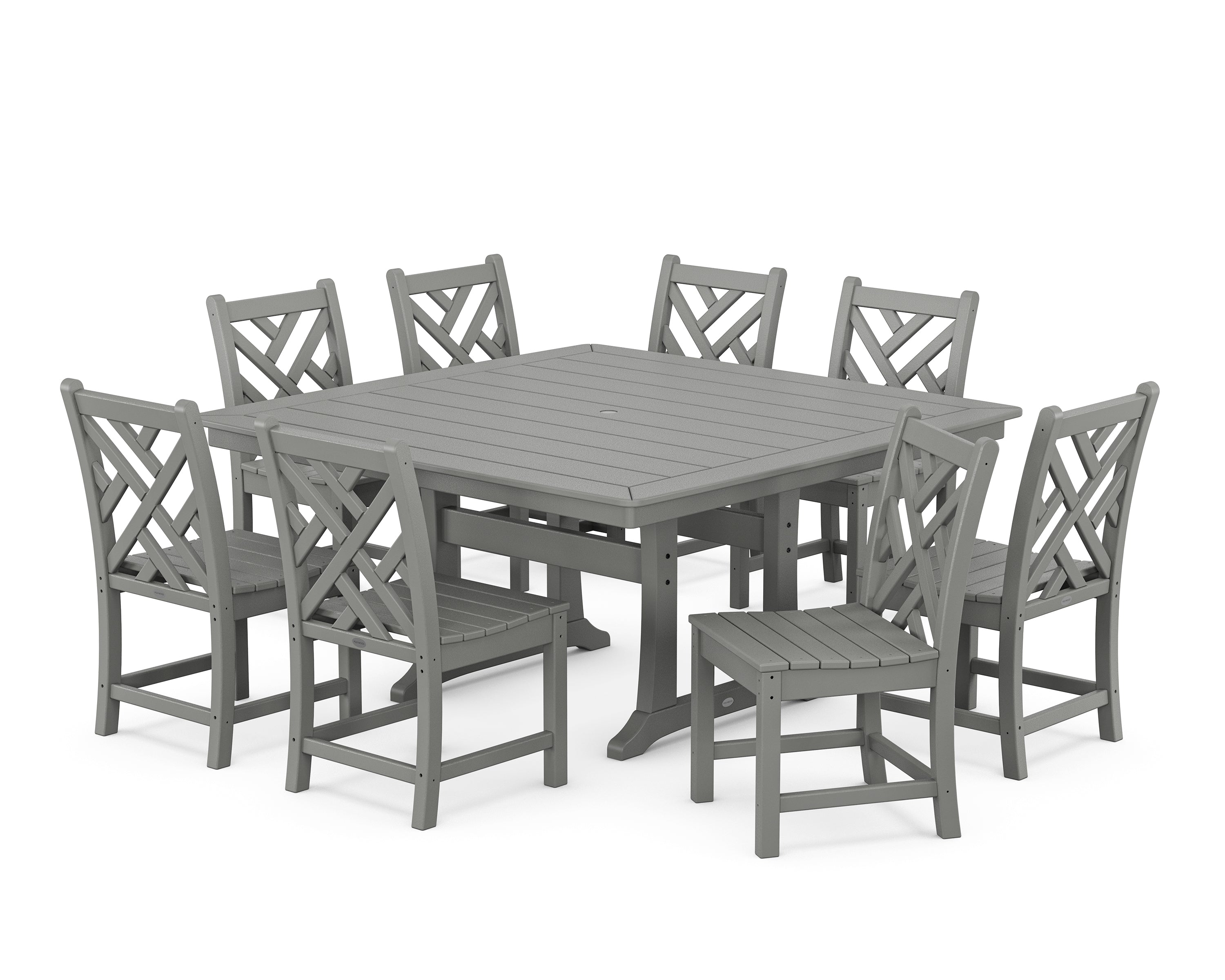 POLYWOOD Chippendale 9-Piece Nautical Trestle Dining Set in Slate Grey