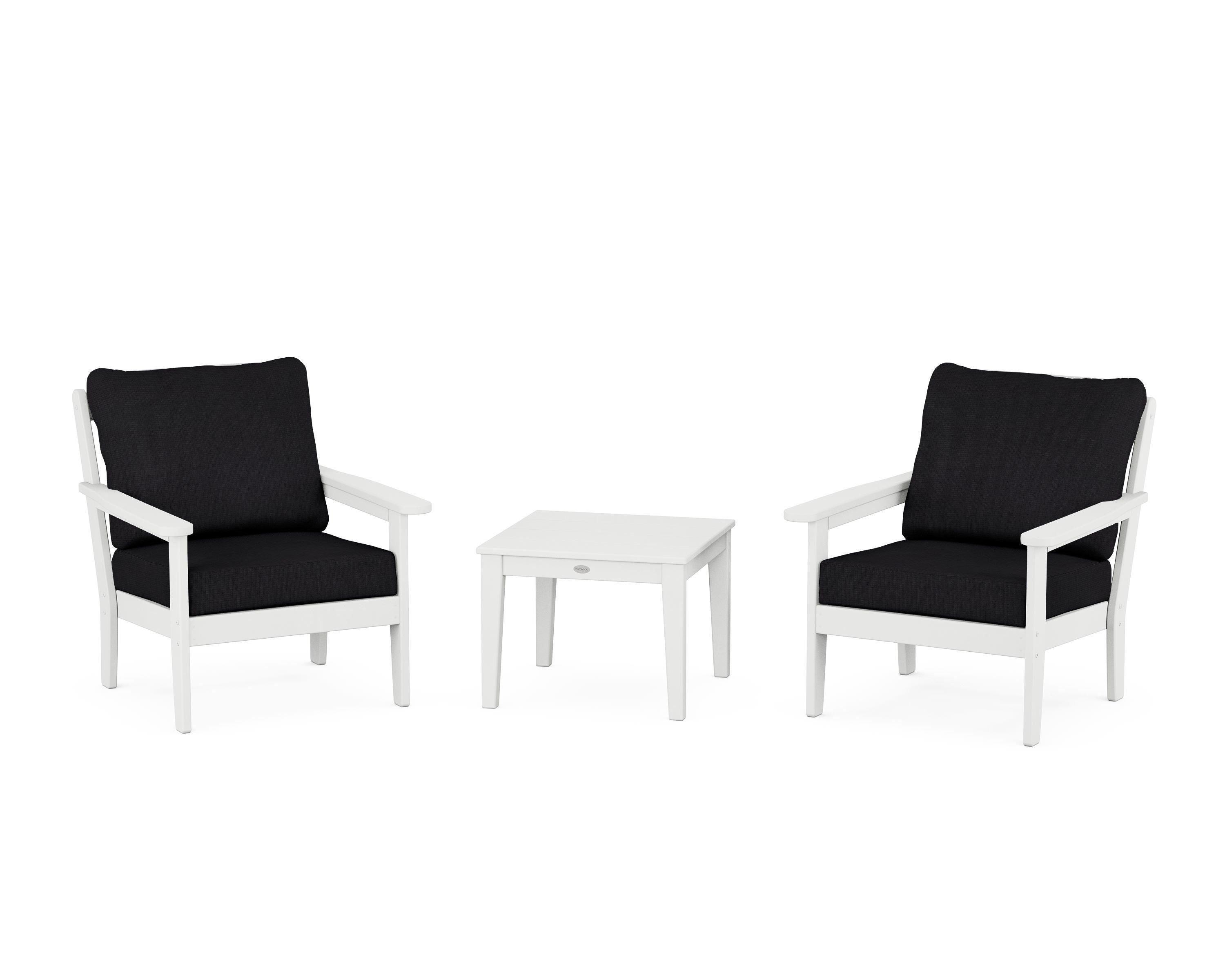 Country Living Cottage 3-Piece Deep Seating Set in White / Midnight Linen