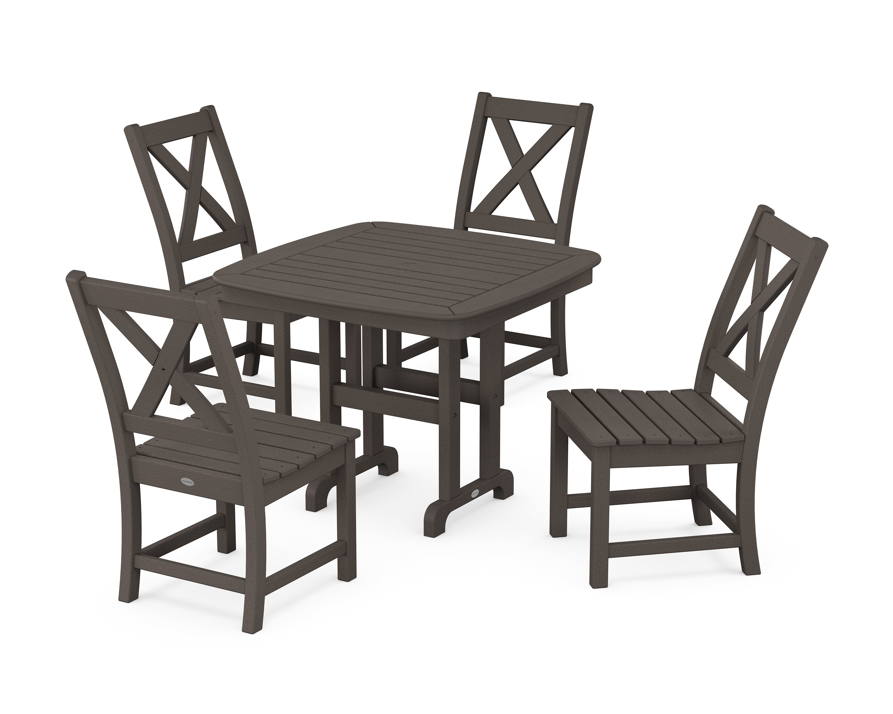 POLYWOOD® Braxton Side Chair 5-Piece Dining Set in Vintage Coffee