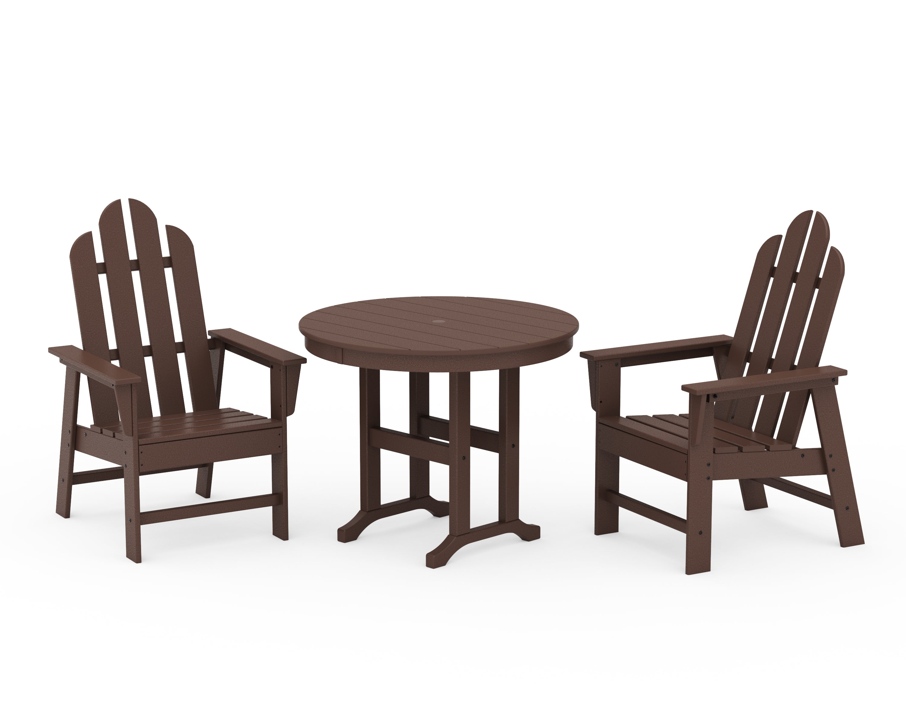 POLYWOOD Long Island 3-Piece Round Dining Set in Mahogany