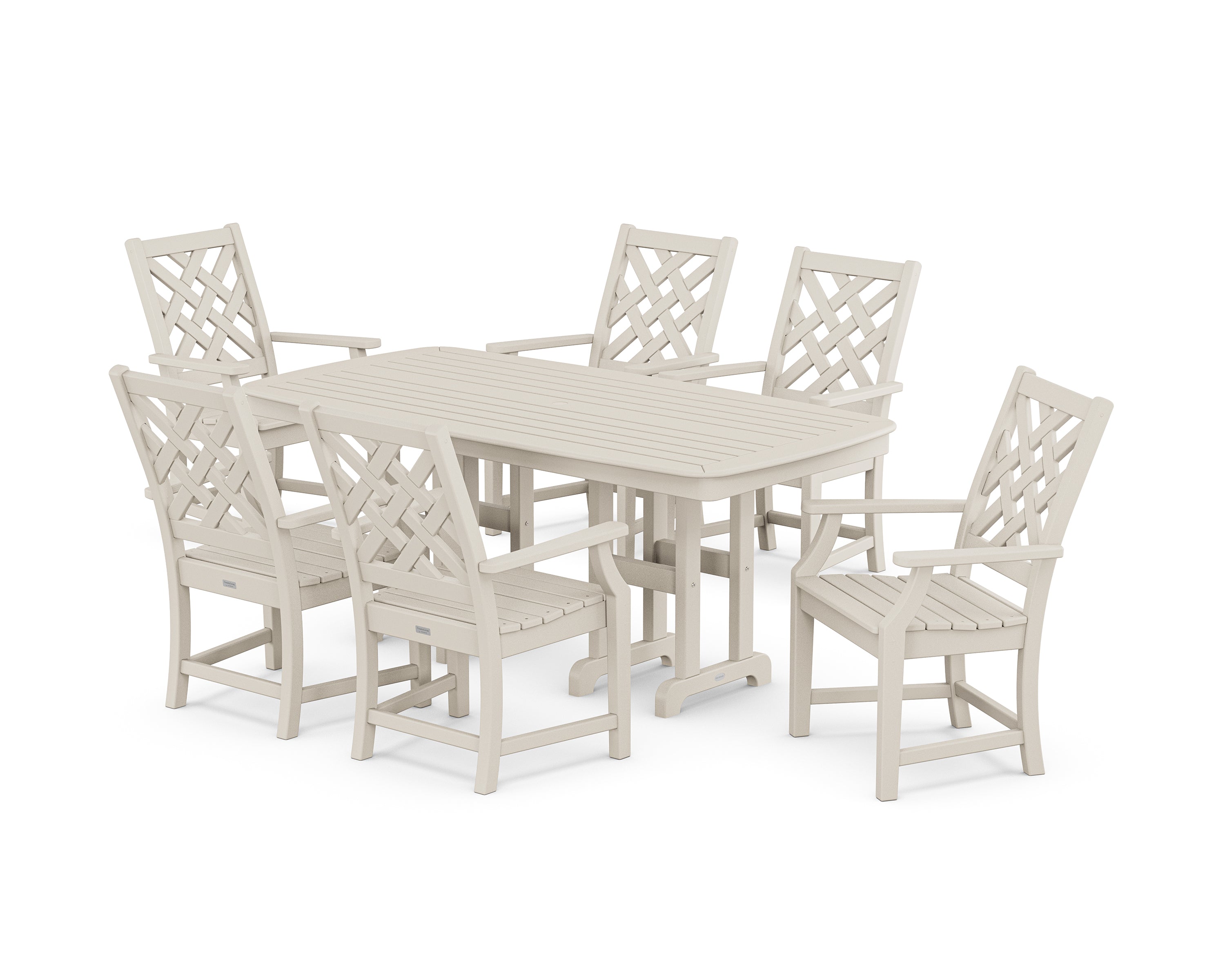 Country Living Wovendale Arm Chair 7-Piece Dining Set in Sand