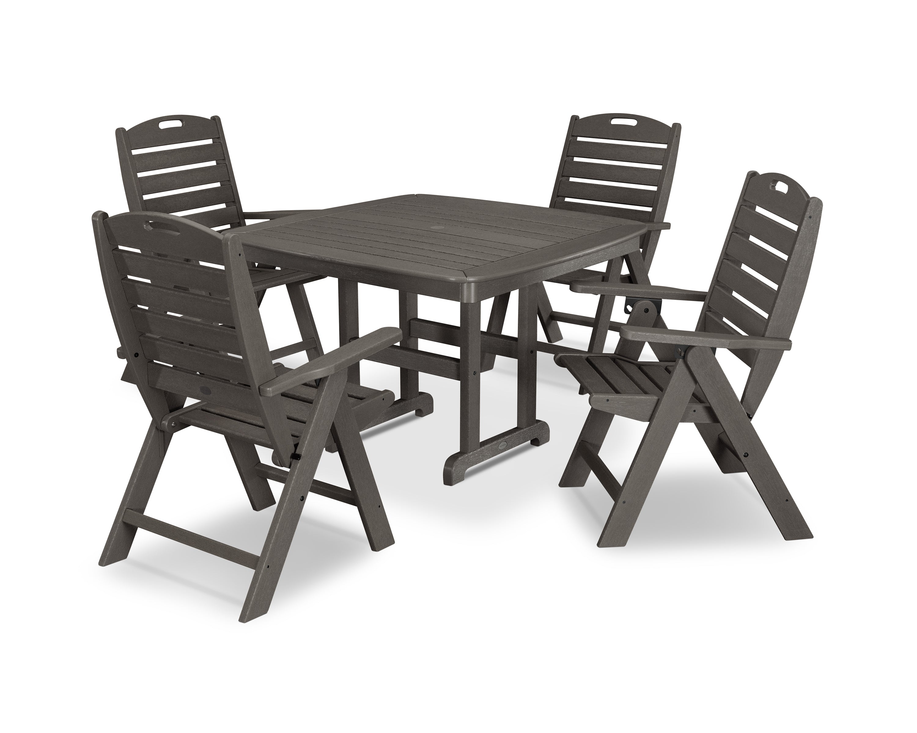 POLYWOOD® Nautical Highback Chair 5-Piece Dining Set in Vintage Coffee