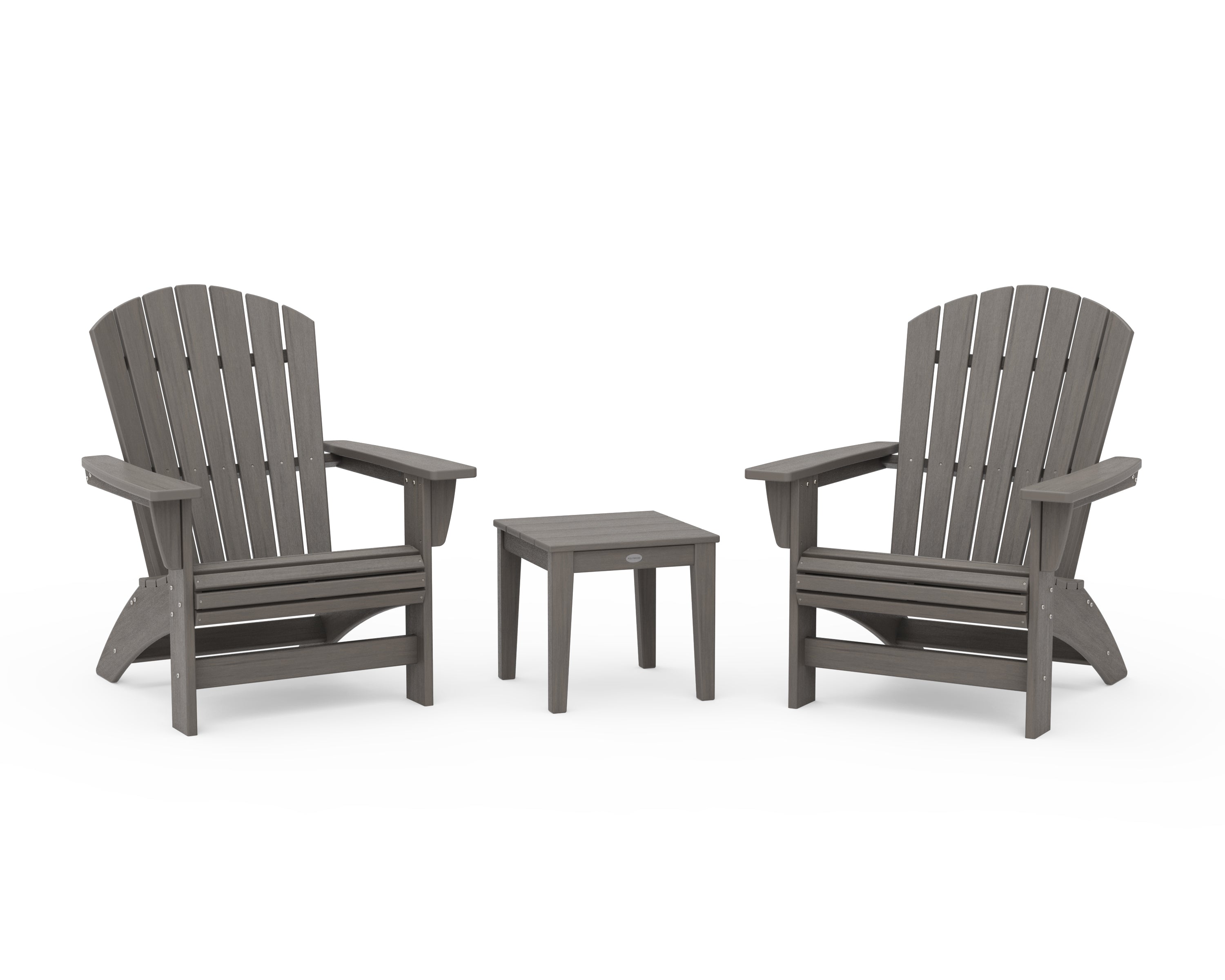 POLYWOOD 3-Piece Nautical Grand Adirondack Set in Driftwood