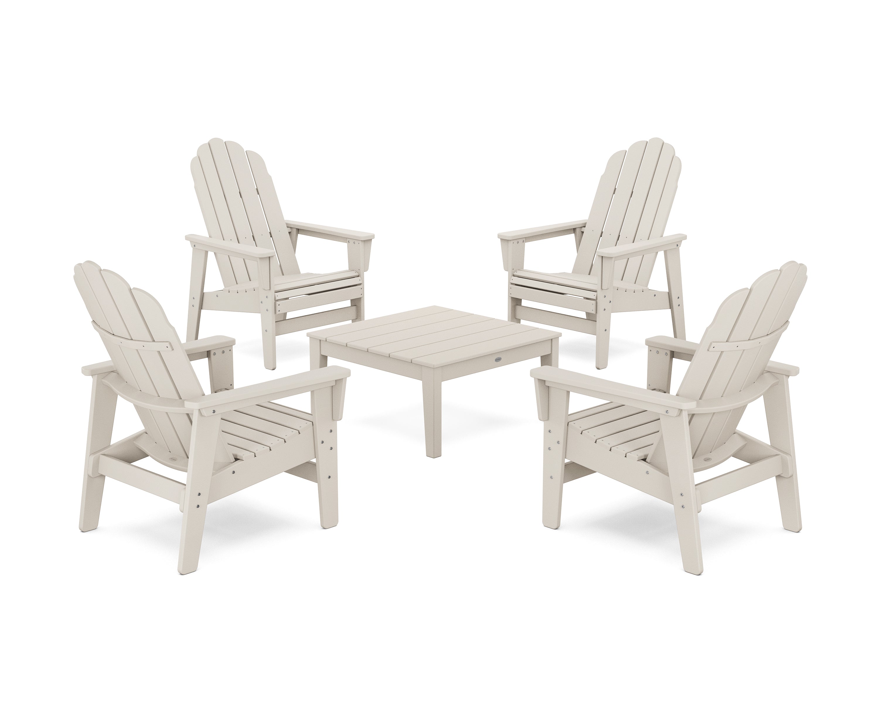 POLYWOOD® 5-Piece Vineyard Grand Upright Adirondack Chair Conversation Group in Sand