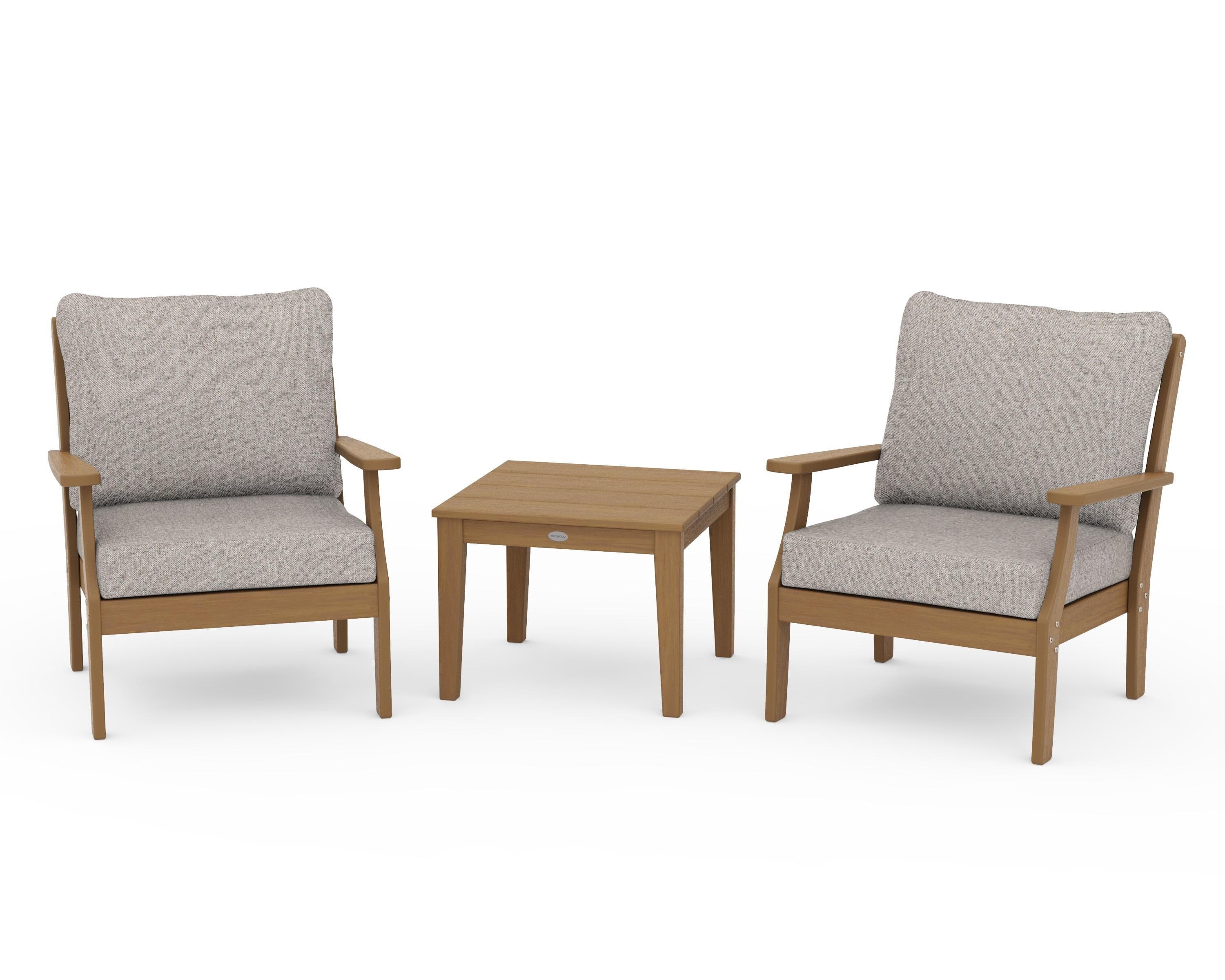 POLYWOOD Braxton 3-Piece Deep Seating Set in Natural / Weathered Tweed