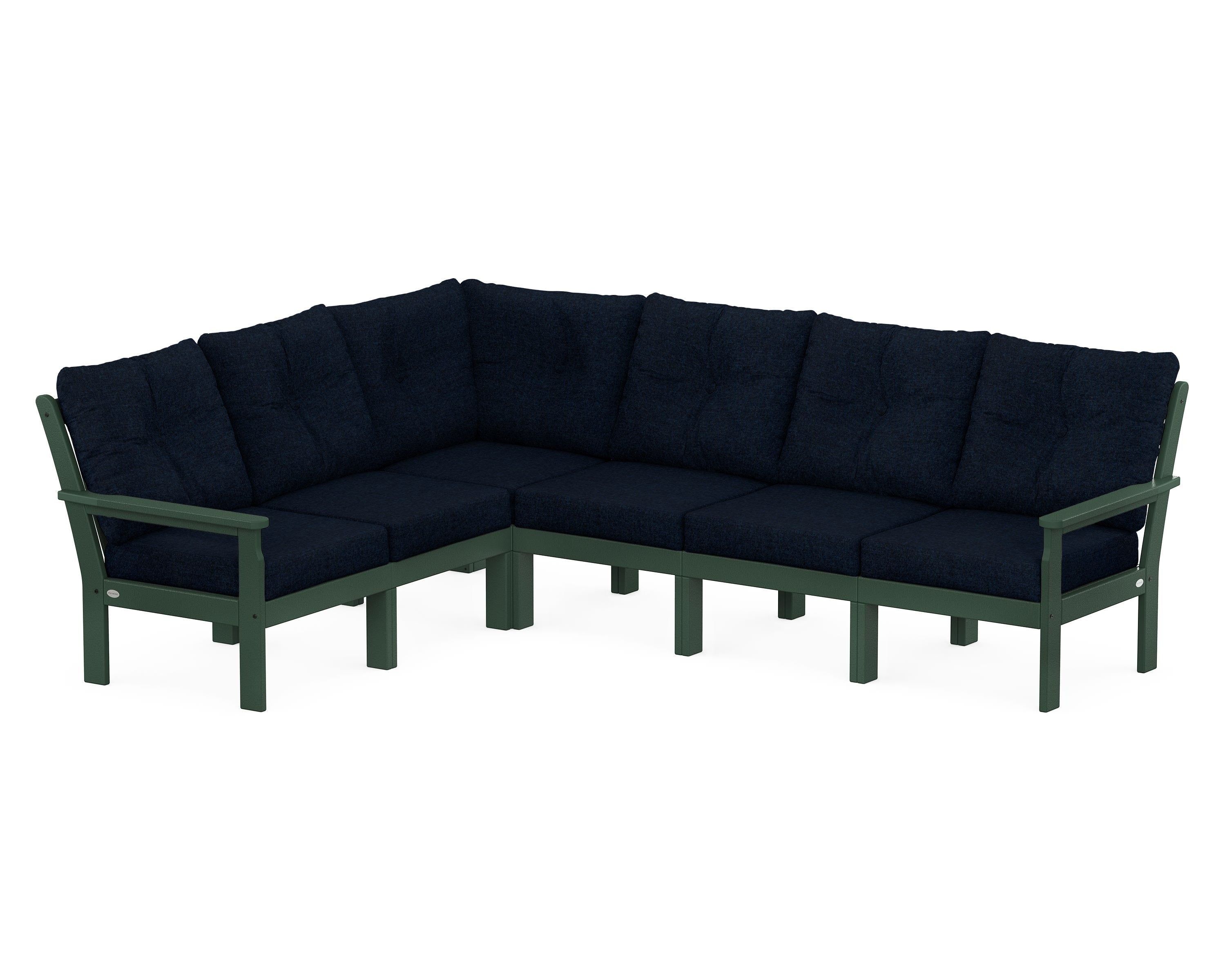 POLYWOOD Vineyard 6-Piece Sectional in Green / Marine Indigo