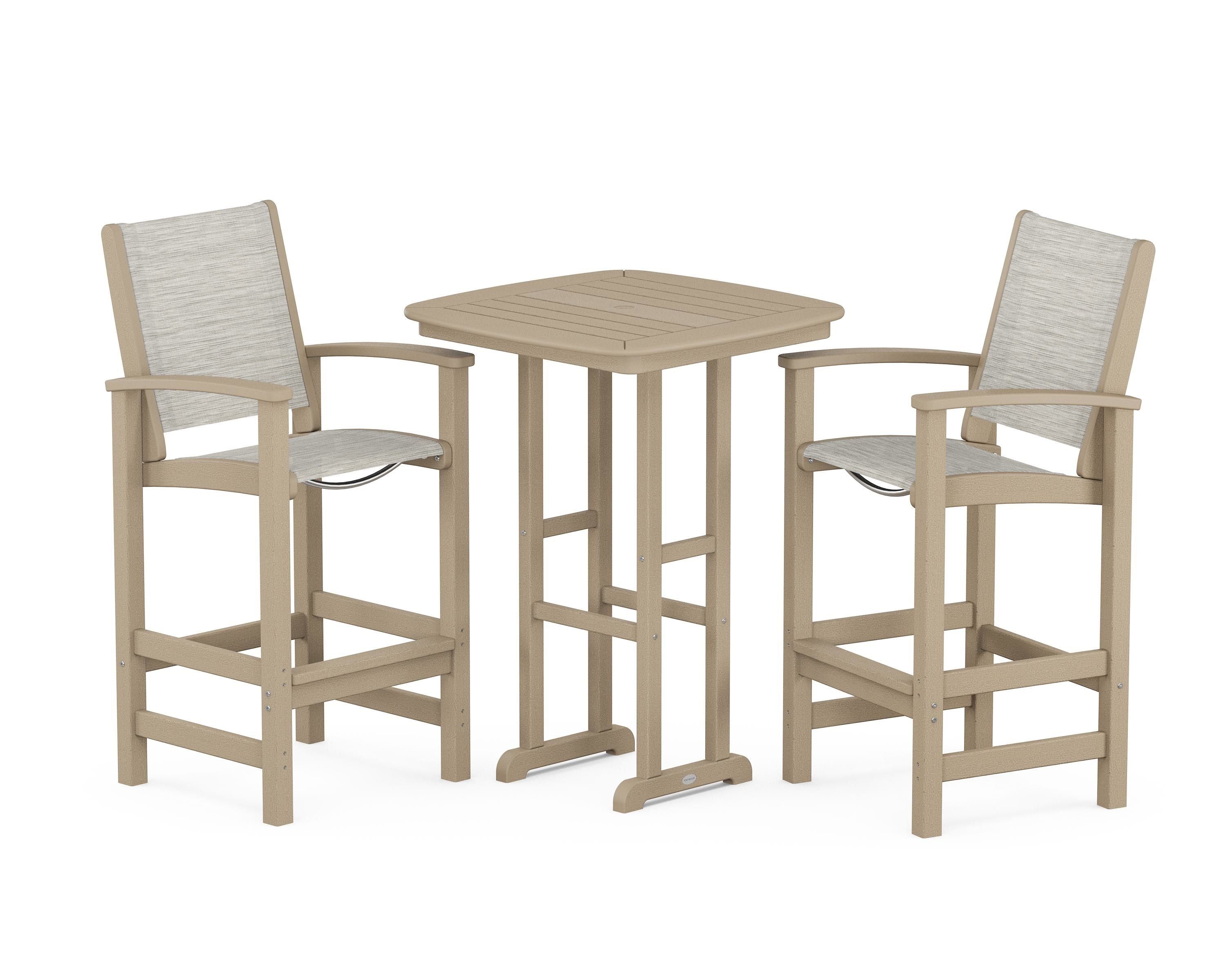 POLYWOOD Coastal 3-Piece Bar Set in Vintage Sahara / Birch Sling