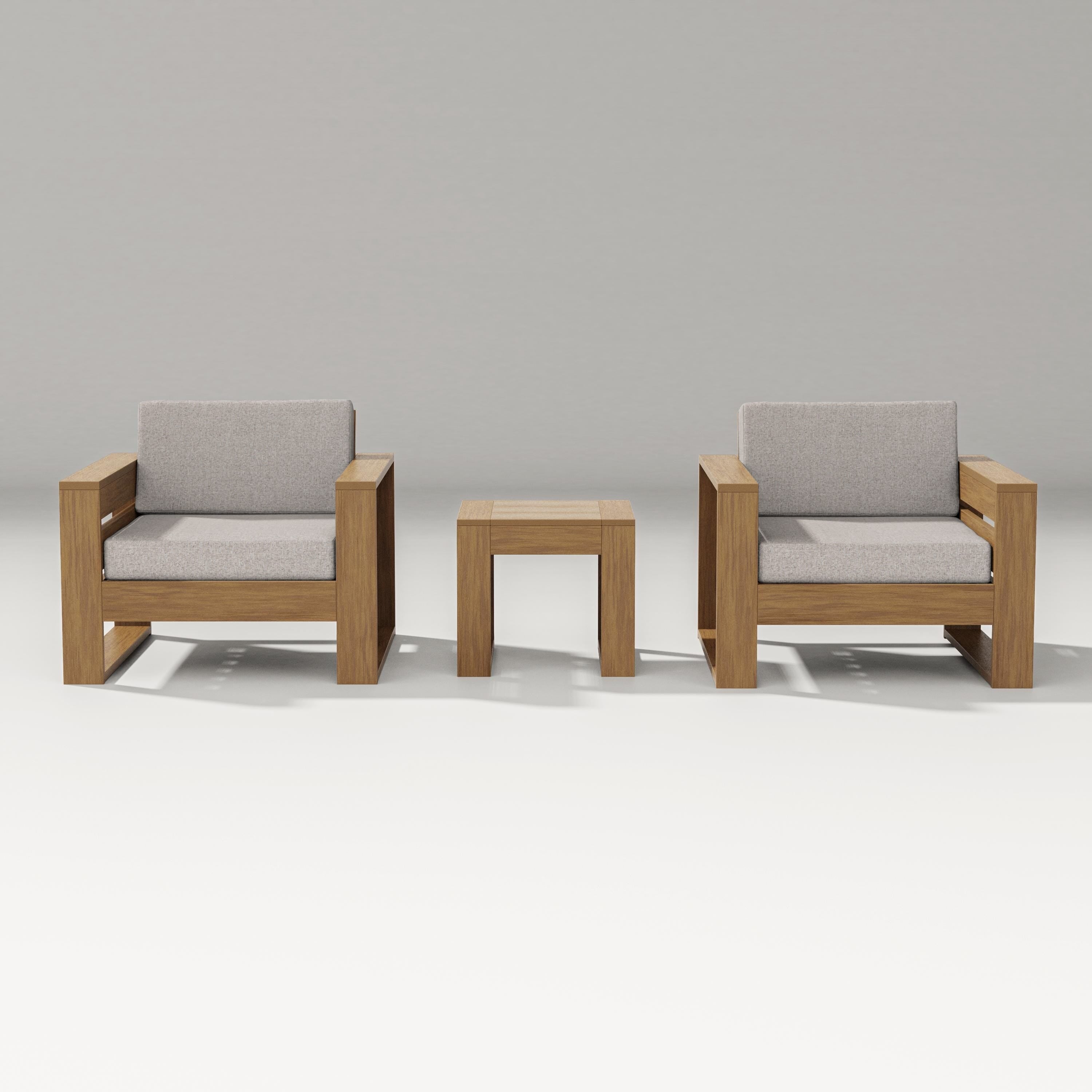 PW Designer Series Latitude 3-Piece Lounge Chair Set in Natural / Weathered Tweed