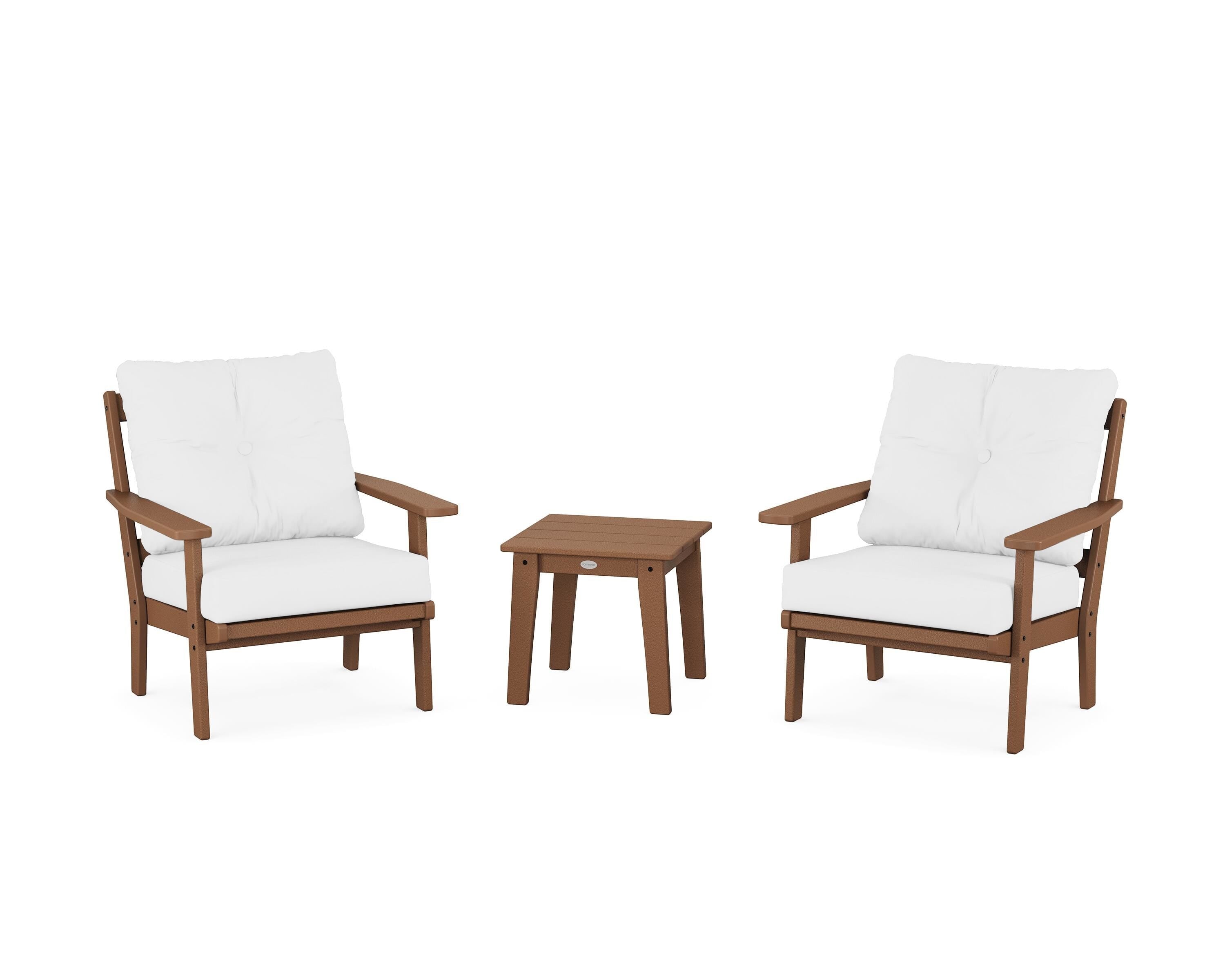 POLYWOOD Oxford 3-Piece Deep Seating Set in Teak / Natural