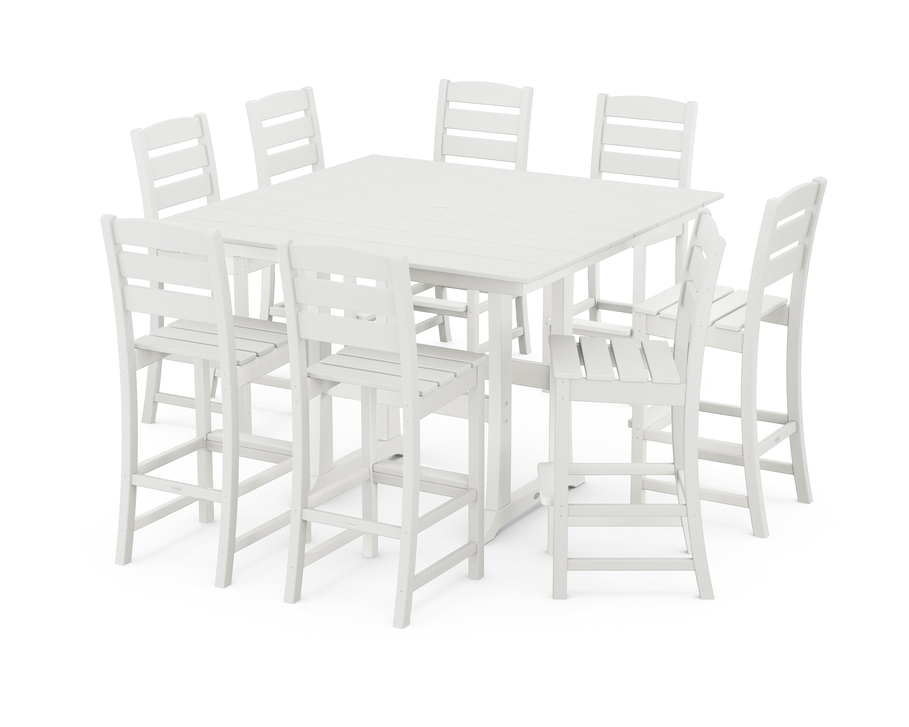 POLYWOOD® Lakeside 9-Piece Bar Side Chair Set in Vintage White