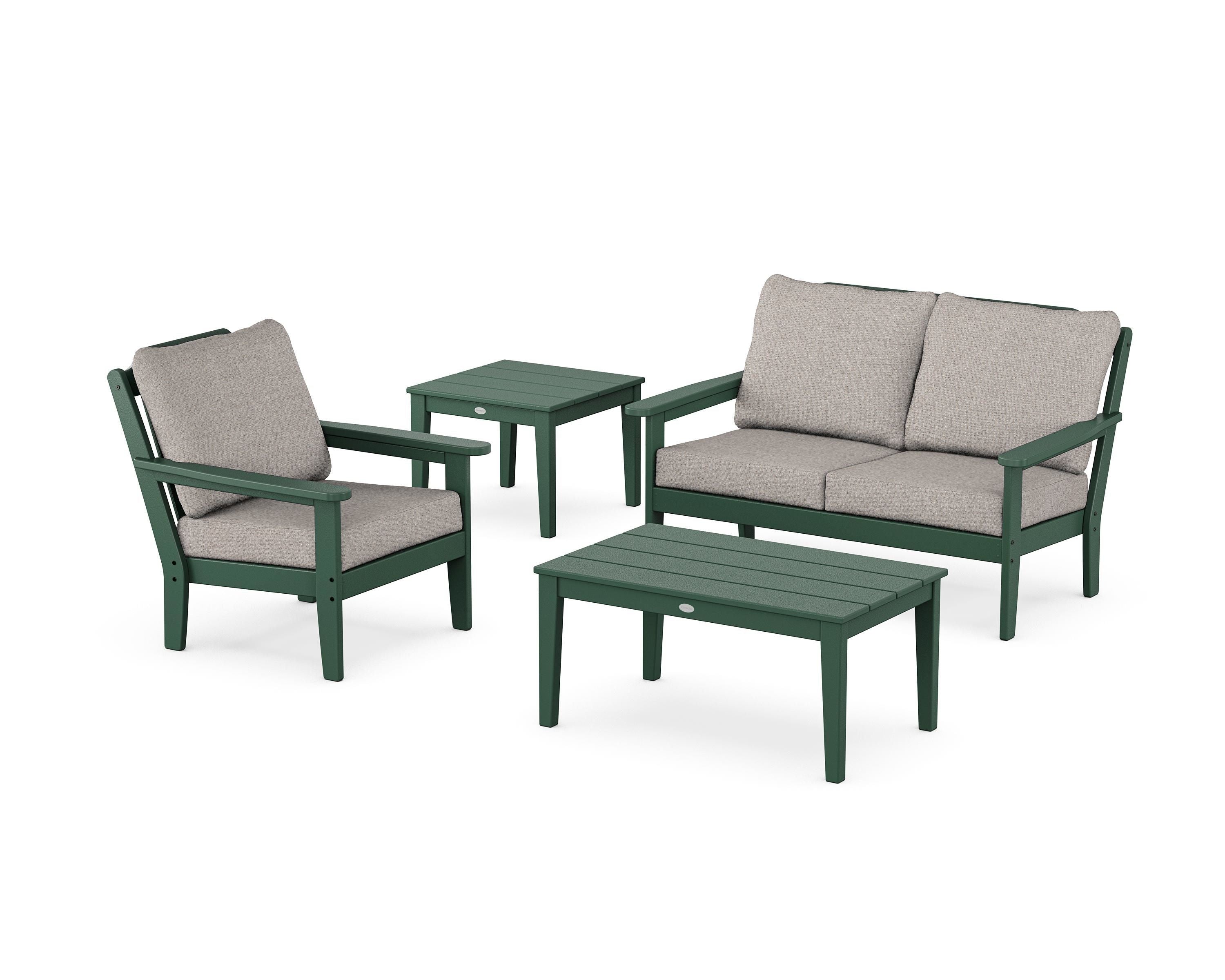Country Living Wovendale 4-Piece Deep Seating Set in Green / Weathered Tweed