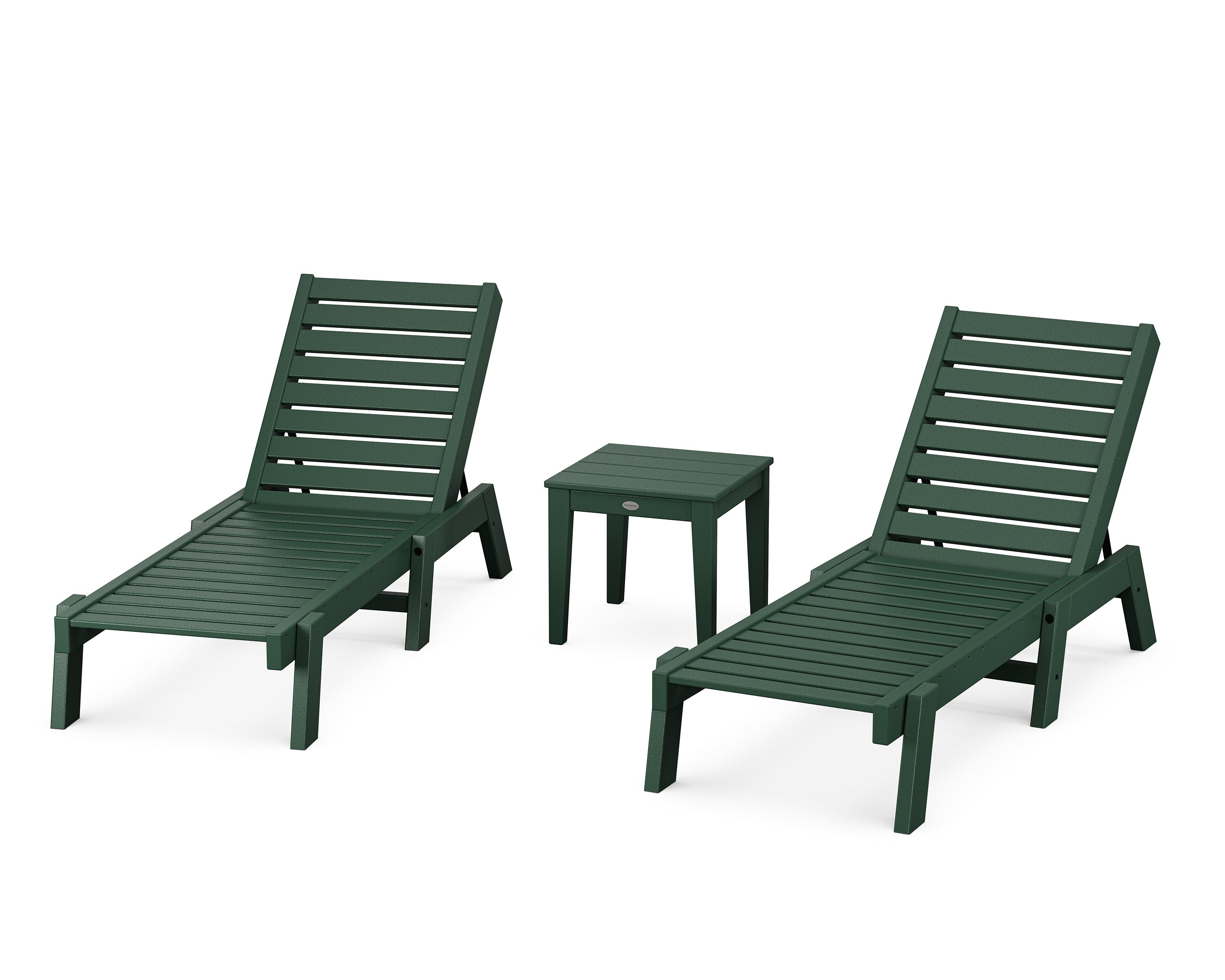 POLYWOOD Captain Chaise 3-Piece Set in Green