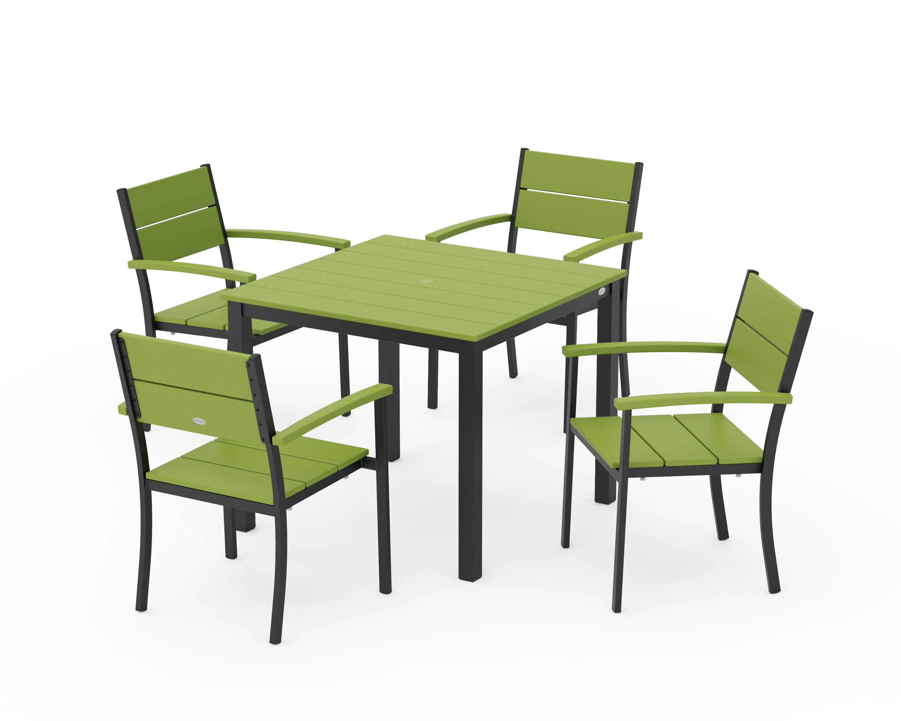 POLYWOOD Main Street 5-Piece Dining Set in Black / Lime