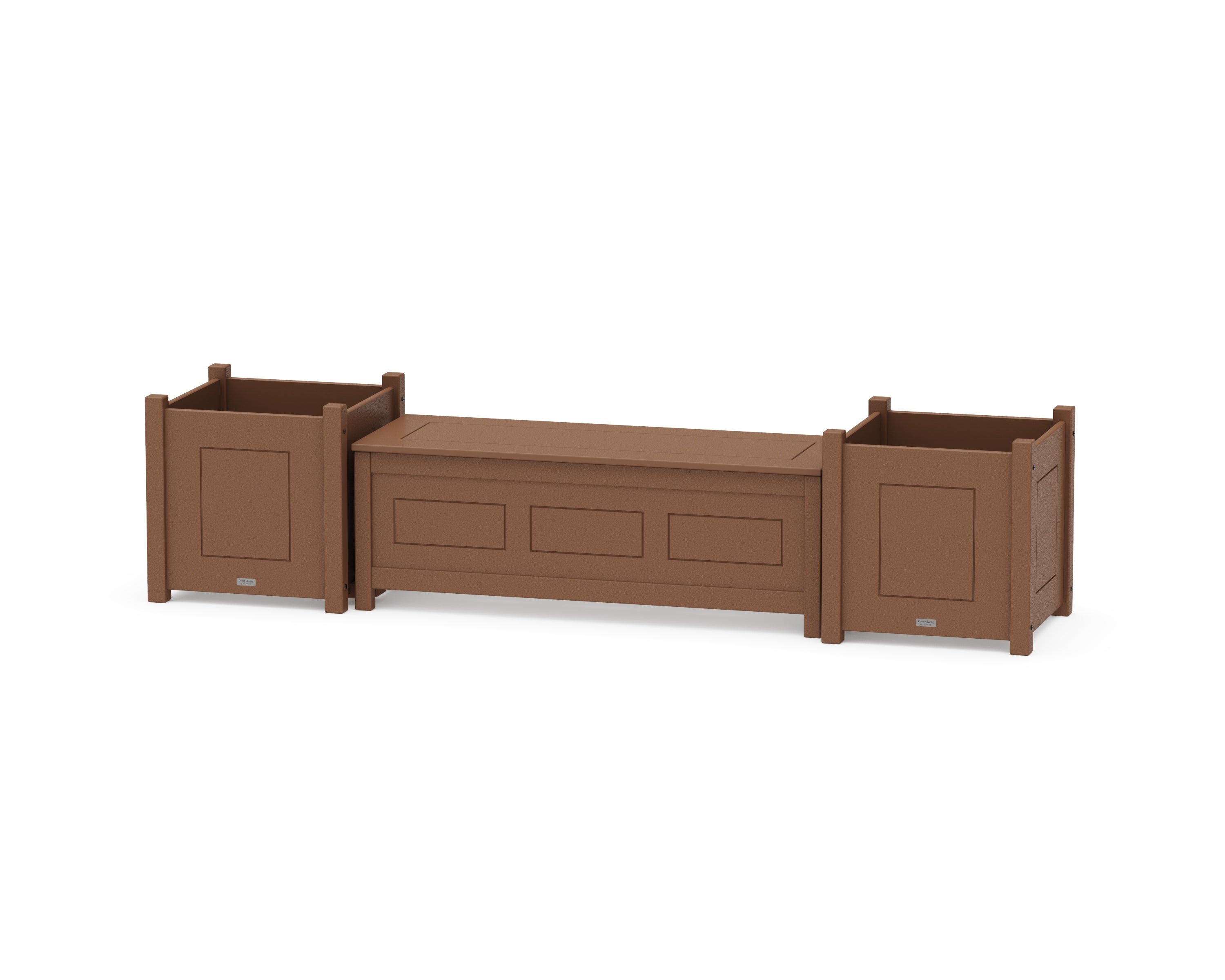 Country Living 48" Country Living Straight Planter Storage Bench Set- Large in Teak