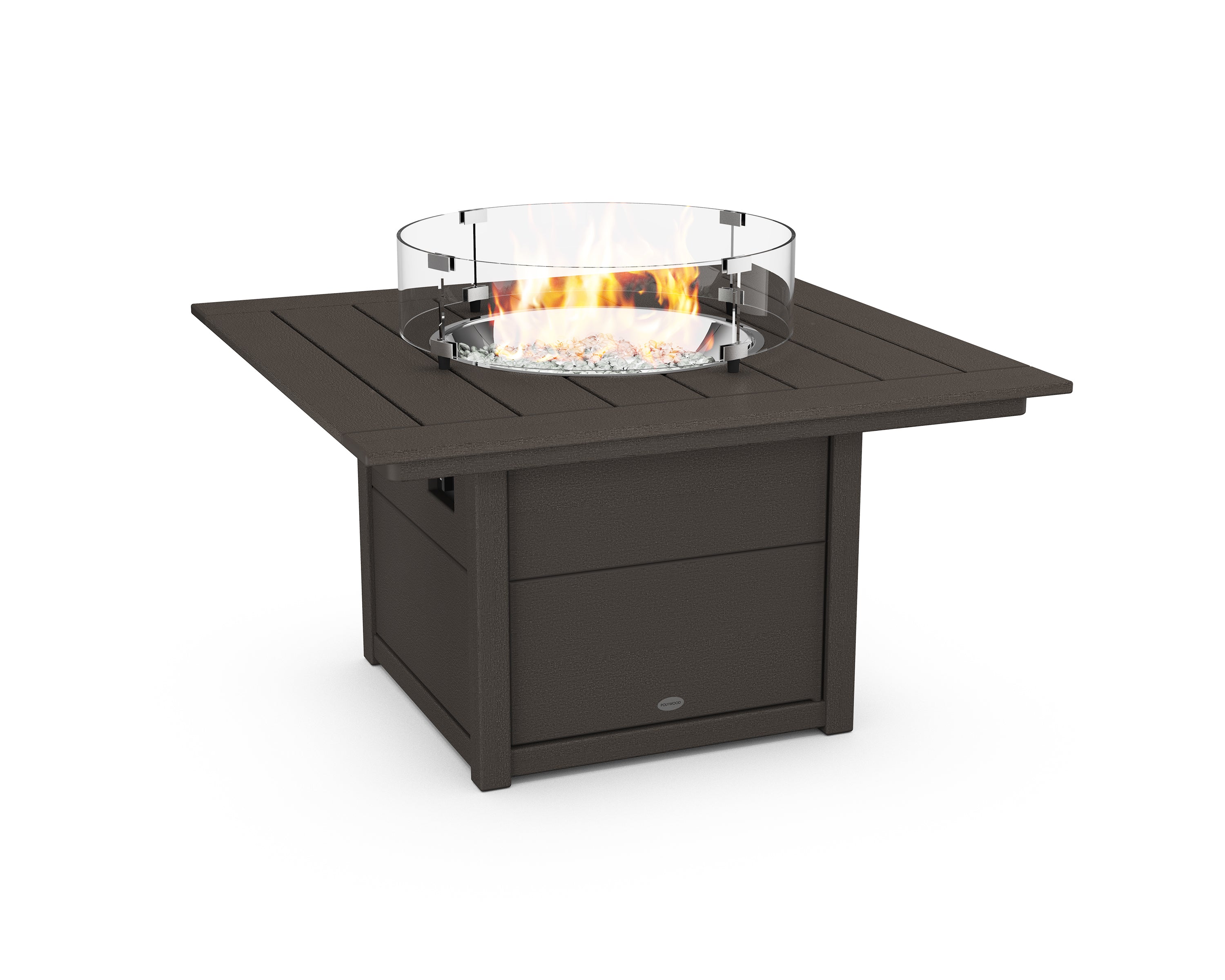 POLYWOOD® Square 42" Fire Pit Table in Vintage Coffee