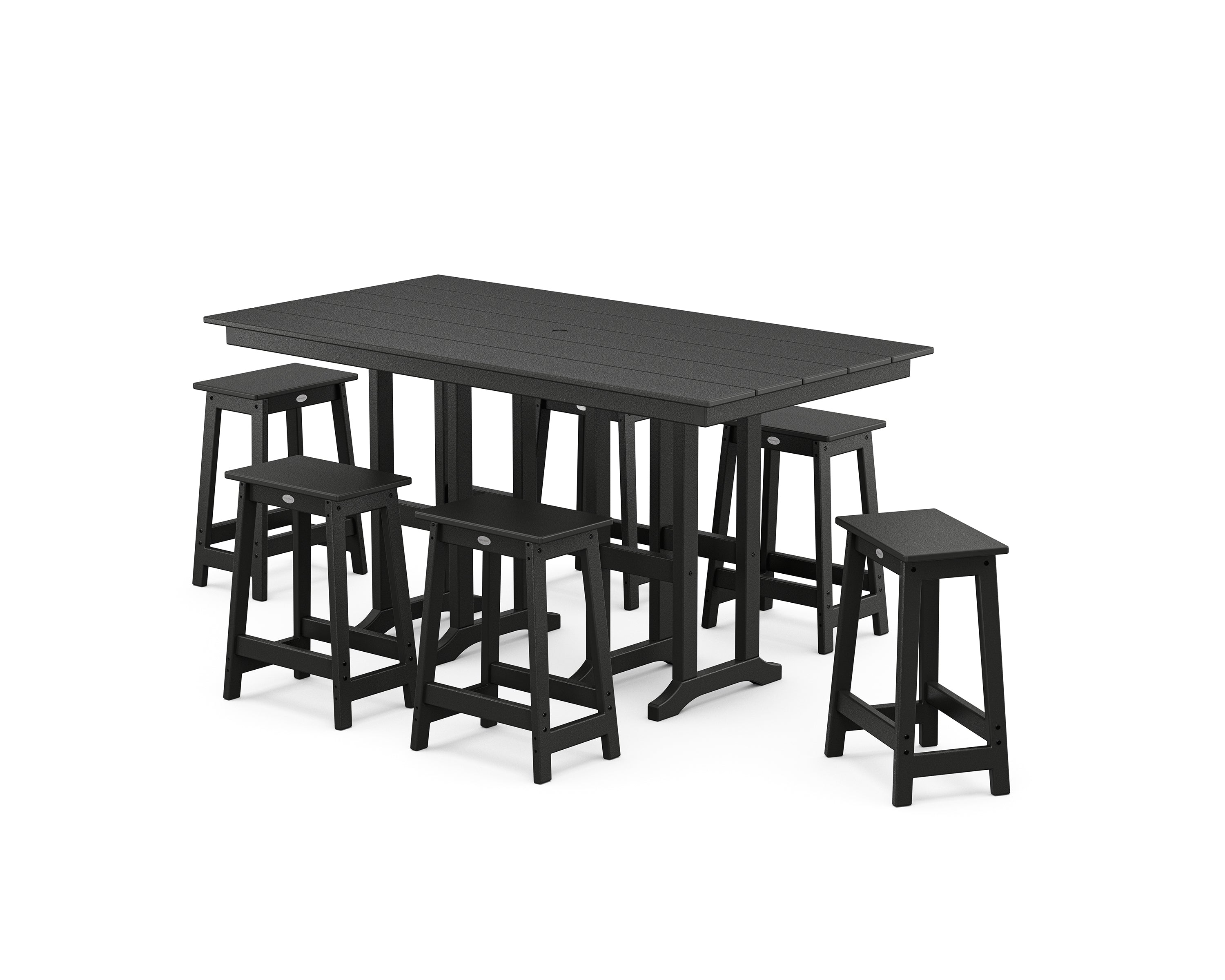 POLYWOOD Modern Studio Counter Stool 7-Piece Set in Black