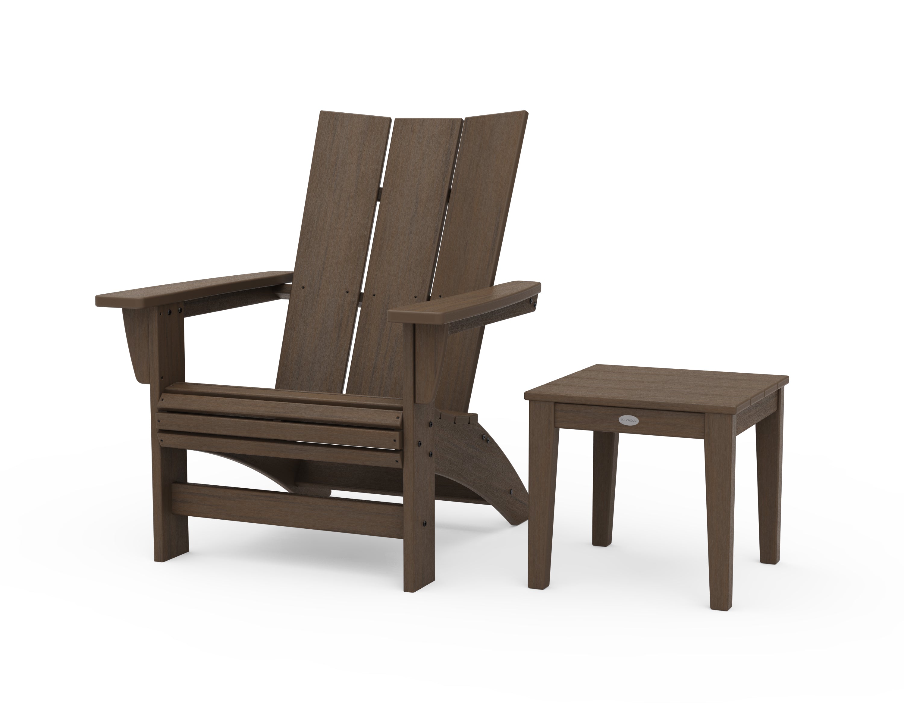 POLYWOOD Modern Grand Adirondack Chair with Side Table in Kona