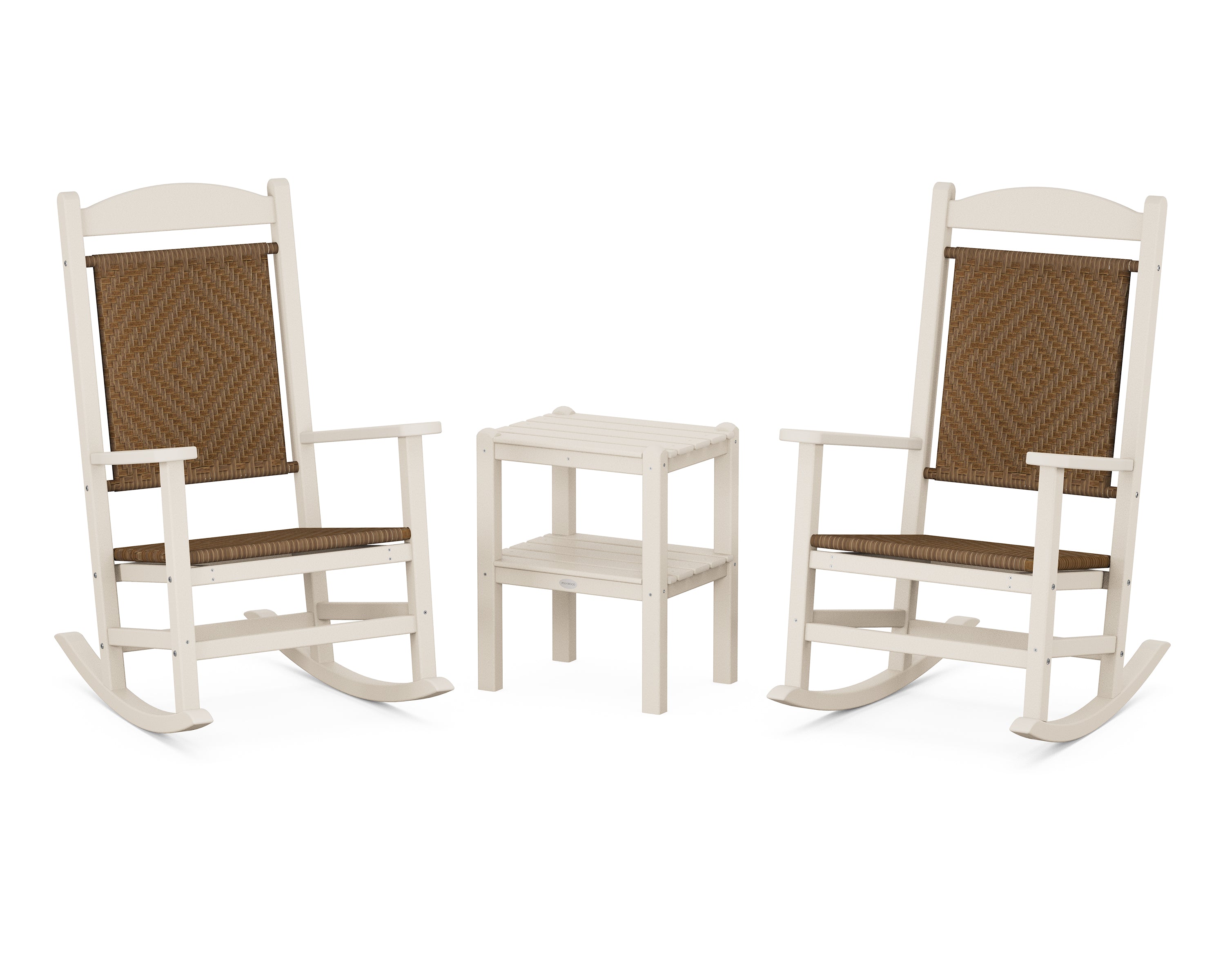 POLYWOOD® Presidential Woven Rocker 3-Piece Set in Sand / Tigerwood