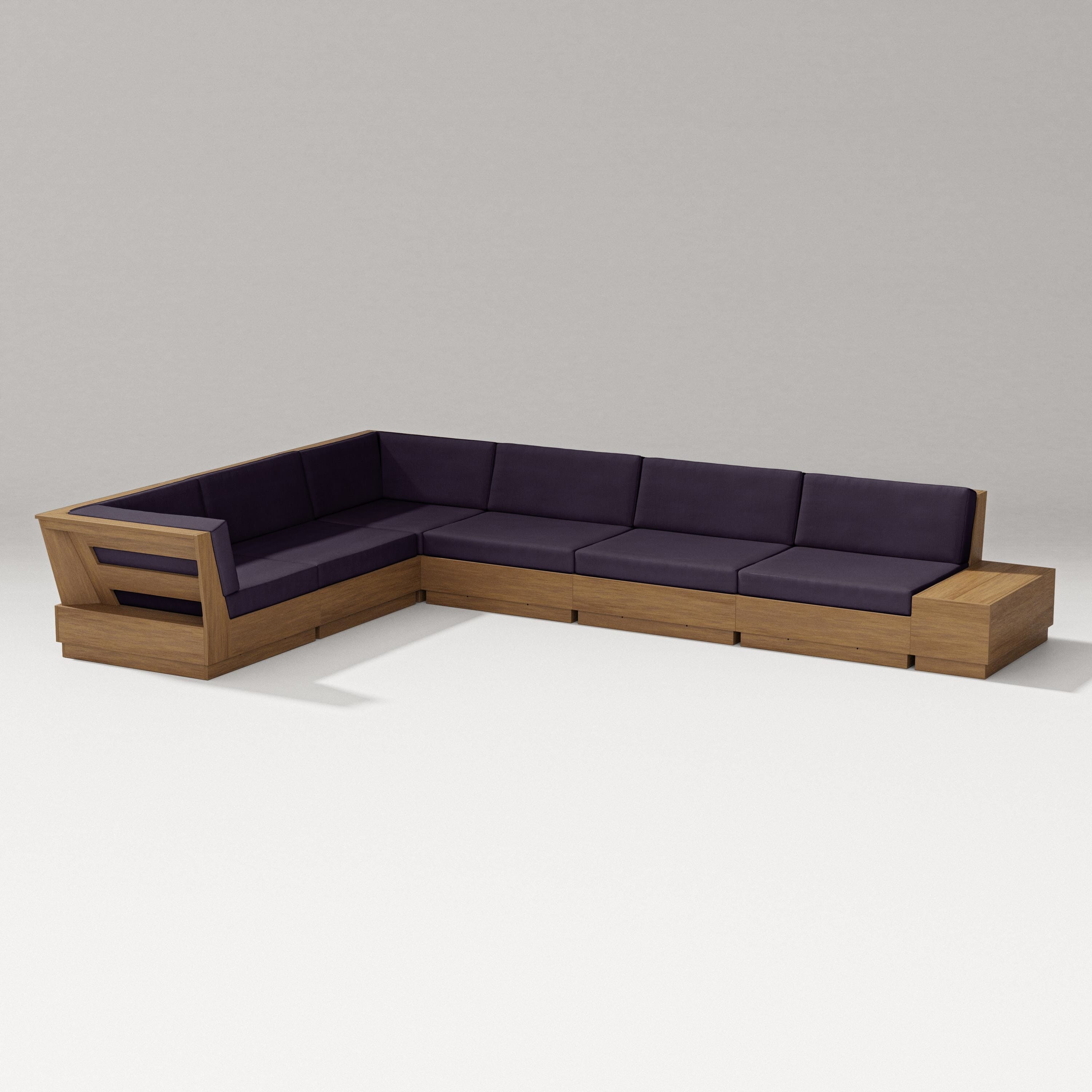 PW Designer Series Elevate 7-Piece Corner Sectional in Natural / Navy Linen