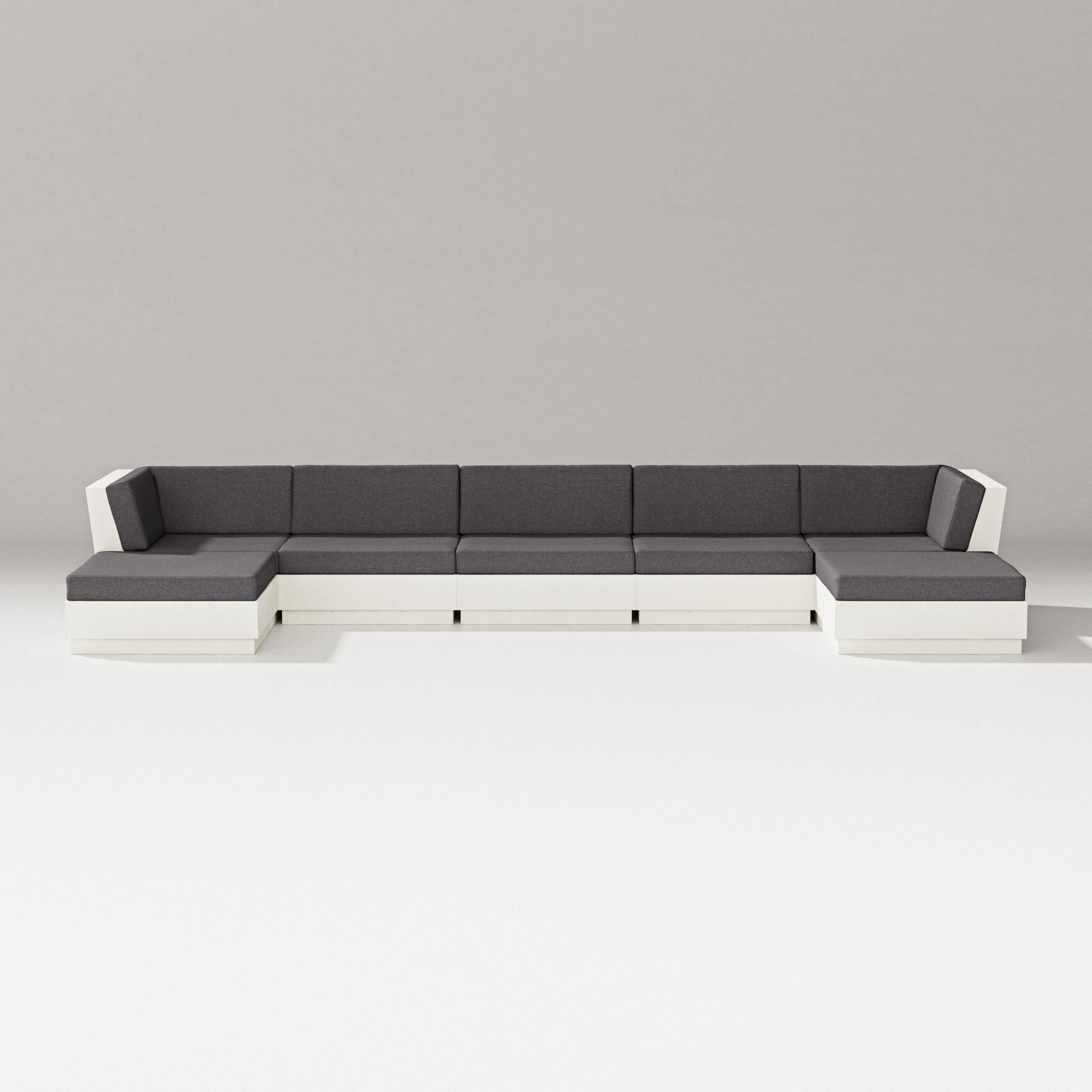 PW Designer Series Elevate 7-Piece Double Chaise Sectional in Vintage White / Ash Charcoal