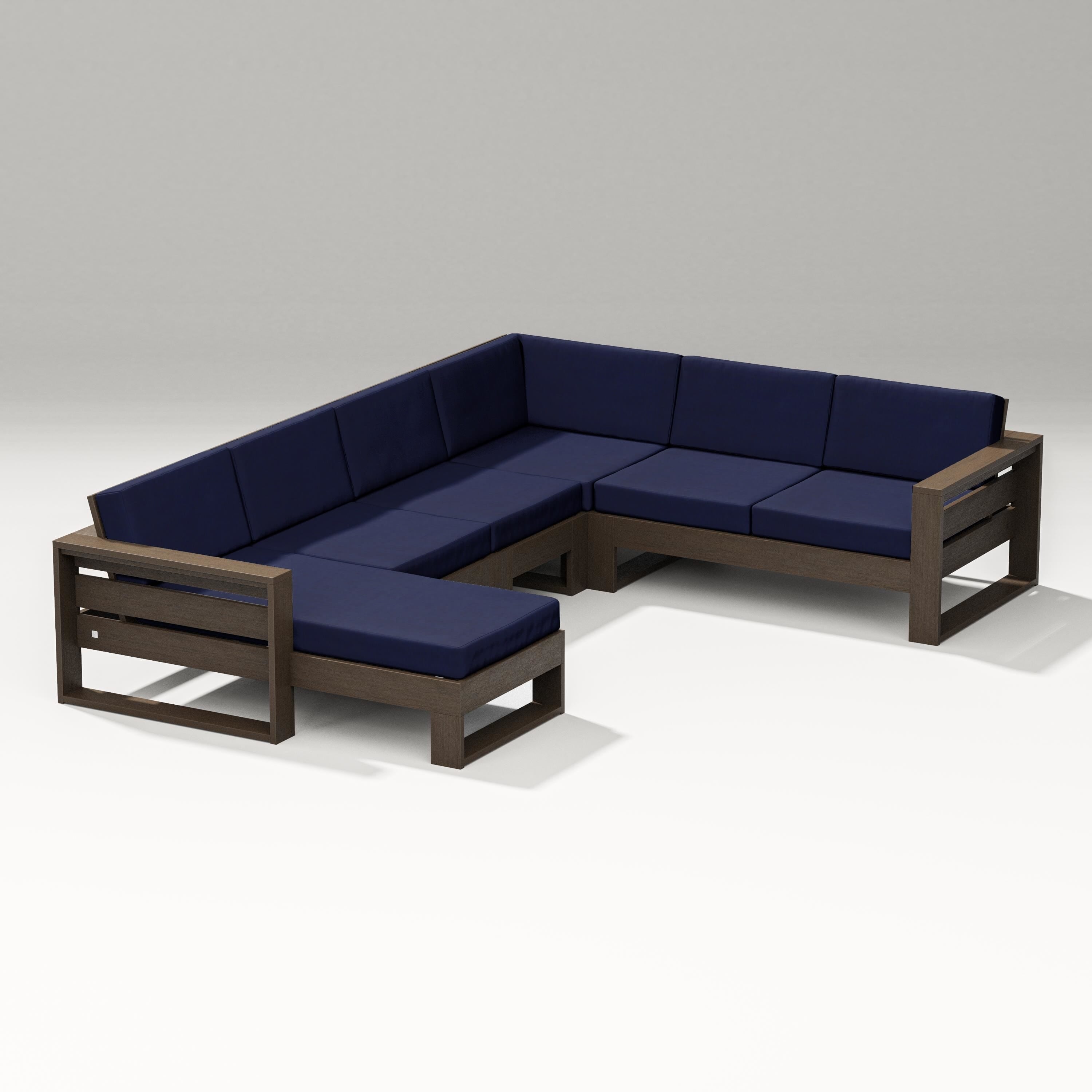 PW Designer Series Latitude Corner Sectional with Left Chaise in Kona / Navy