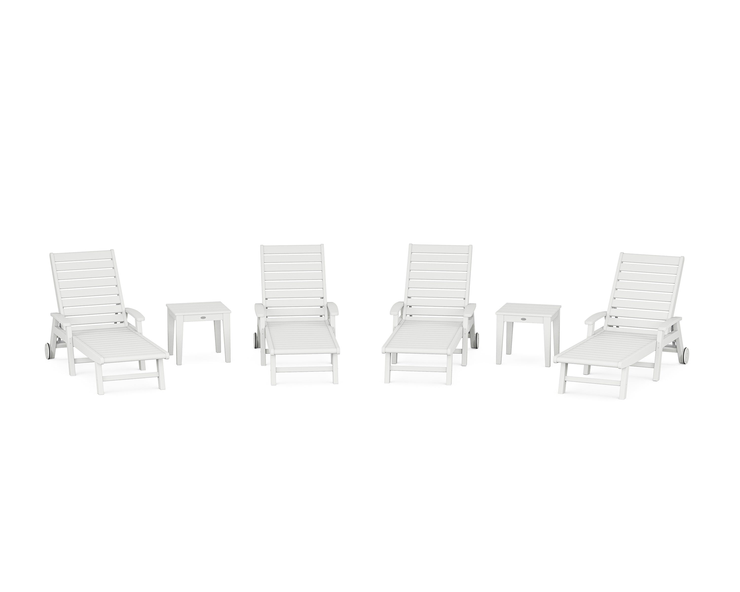 POLYWOOD Signature Chaise 6-Piece Set with Wheels in White