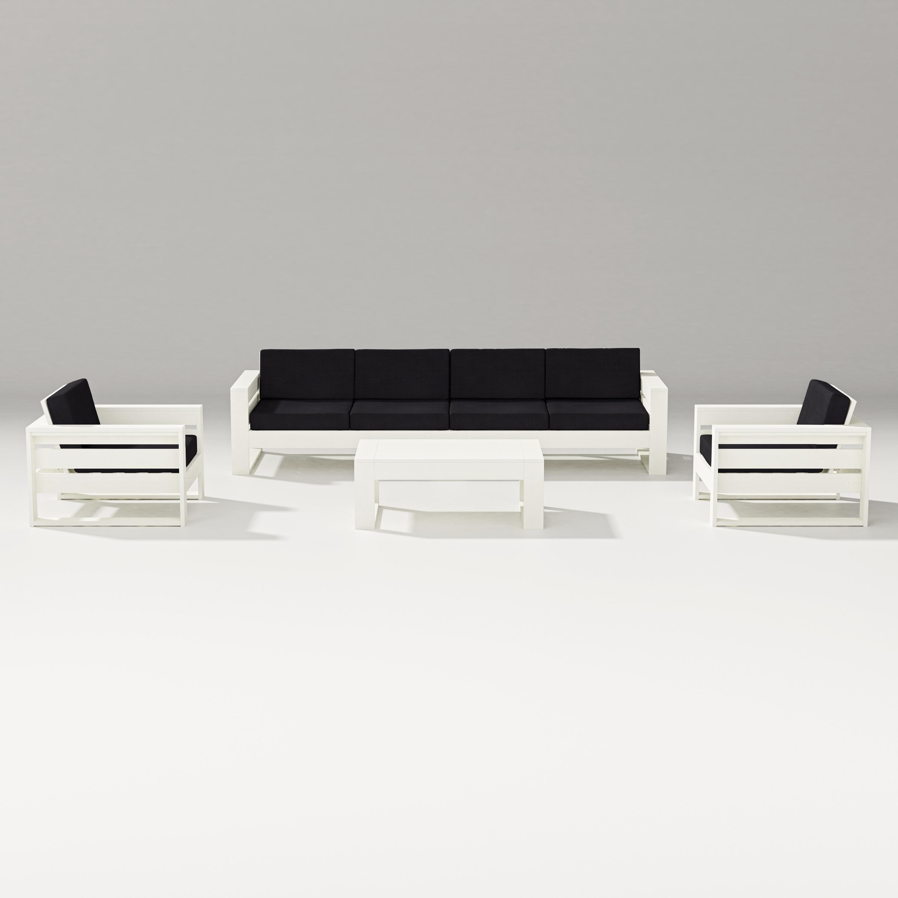 PW Designer Series Latitude 5-Piece Lounge Sofa Set in Vintage White / Midnight Linen