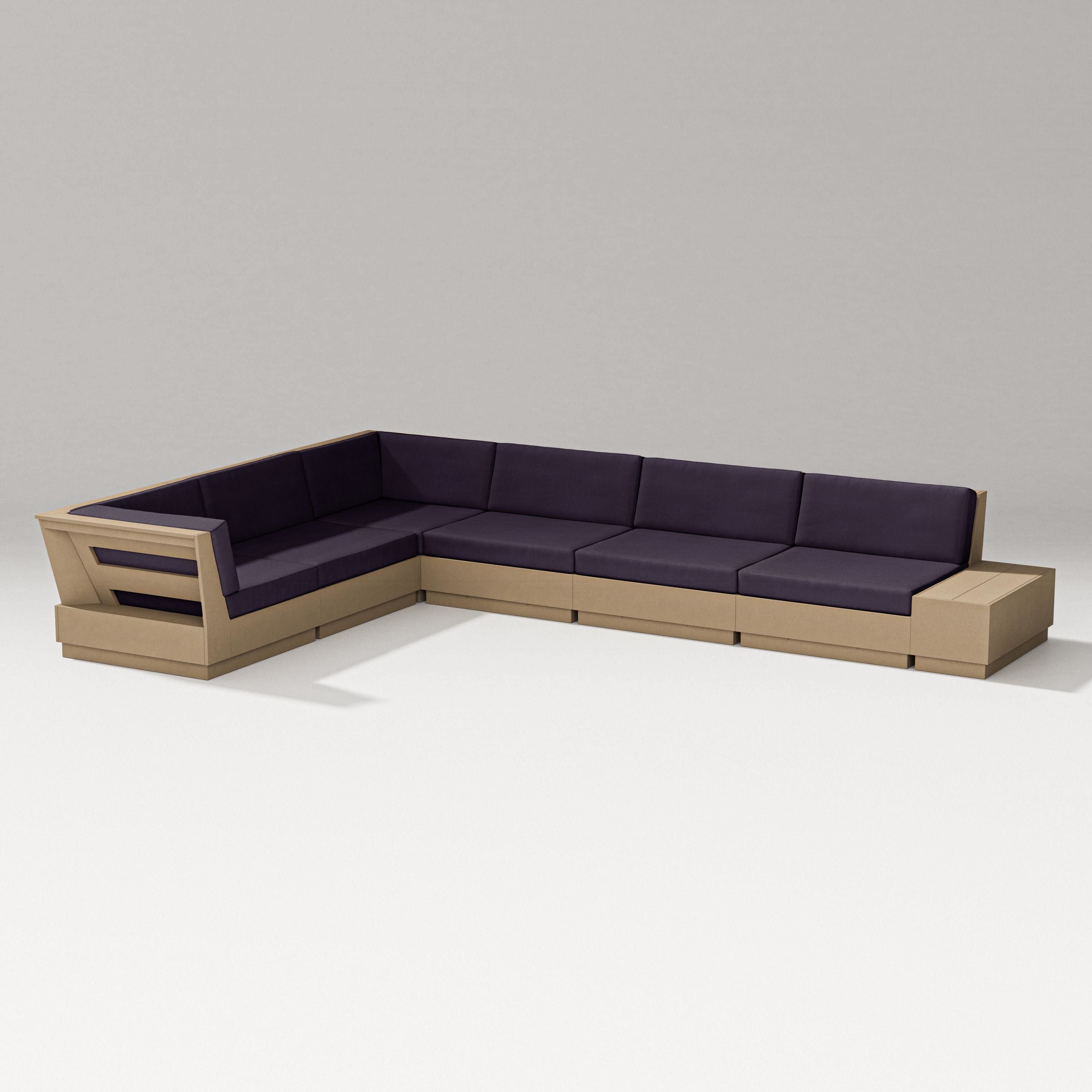 PW Designer Series Elevate 7-Piece Corner Sectional in Vintage Sahara / Navy Linen