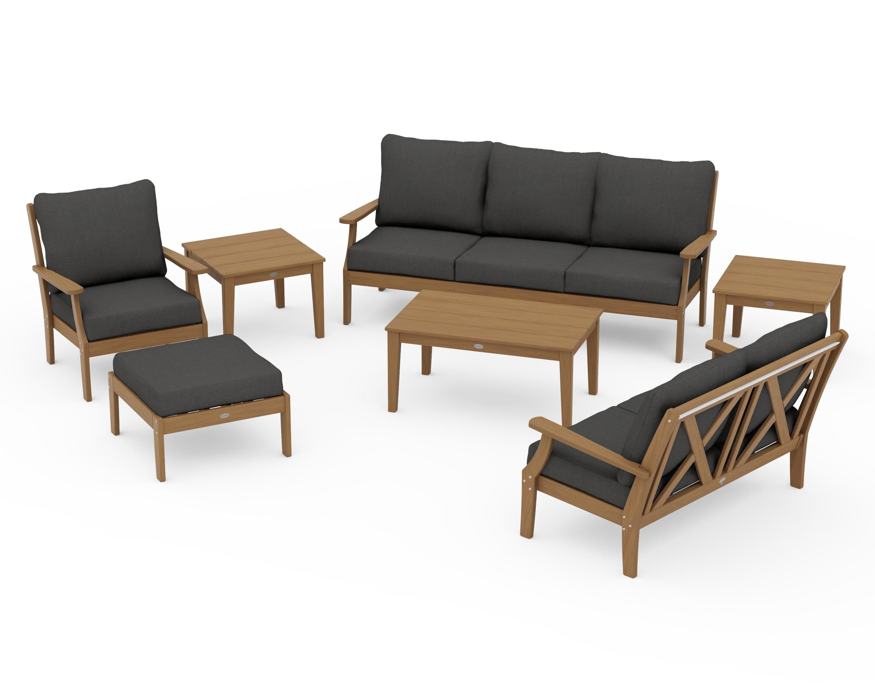 POLYWOOD Braxton 7-Piece Deep Seating Set in Natural / Spectrum Carbon
