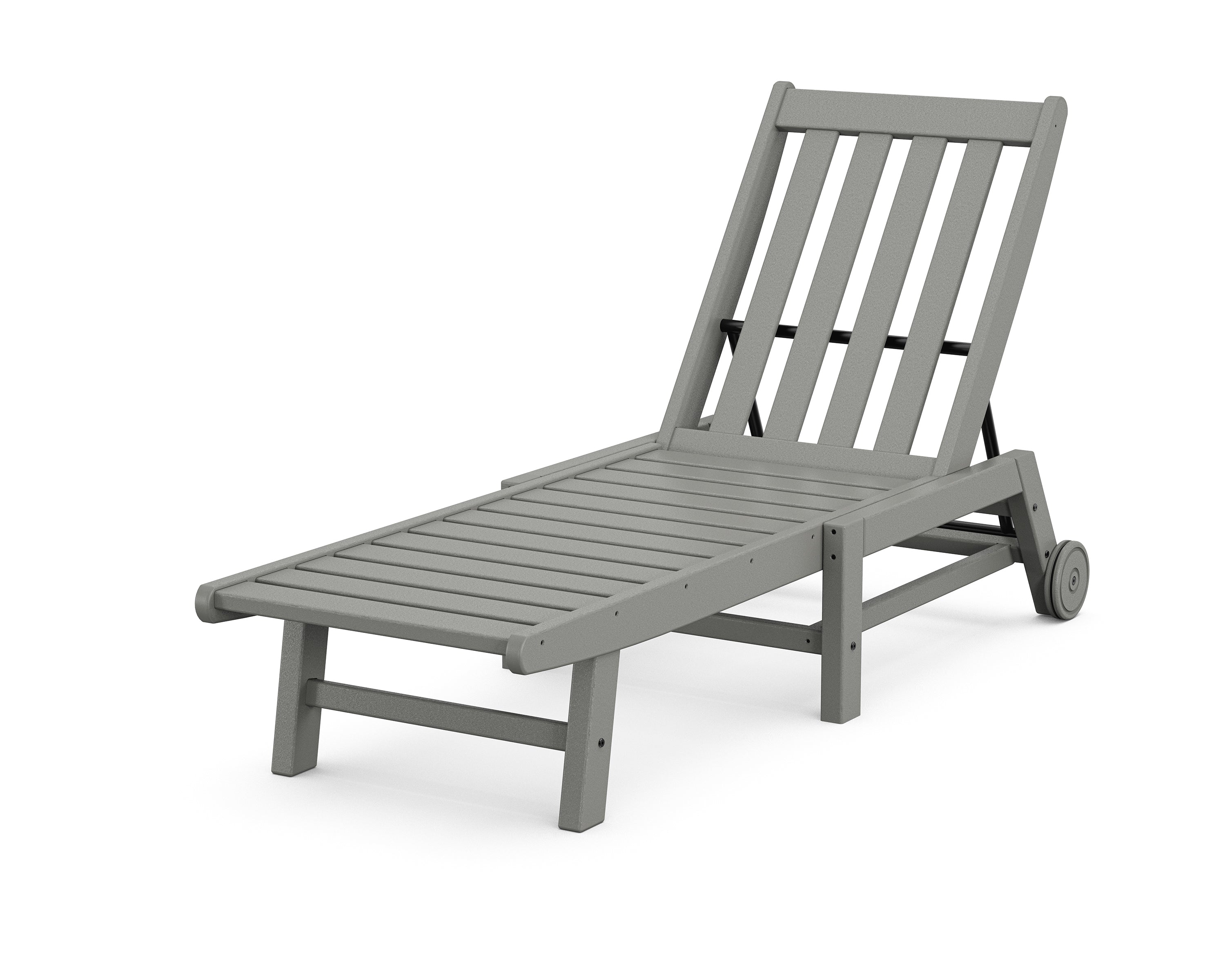 POLYWOOD® Vineyard Chaise with Wheels in Slate Grey