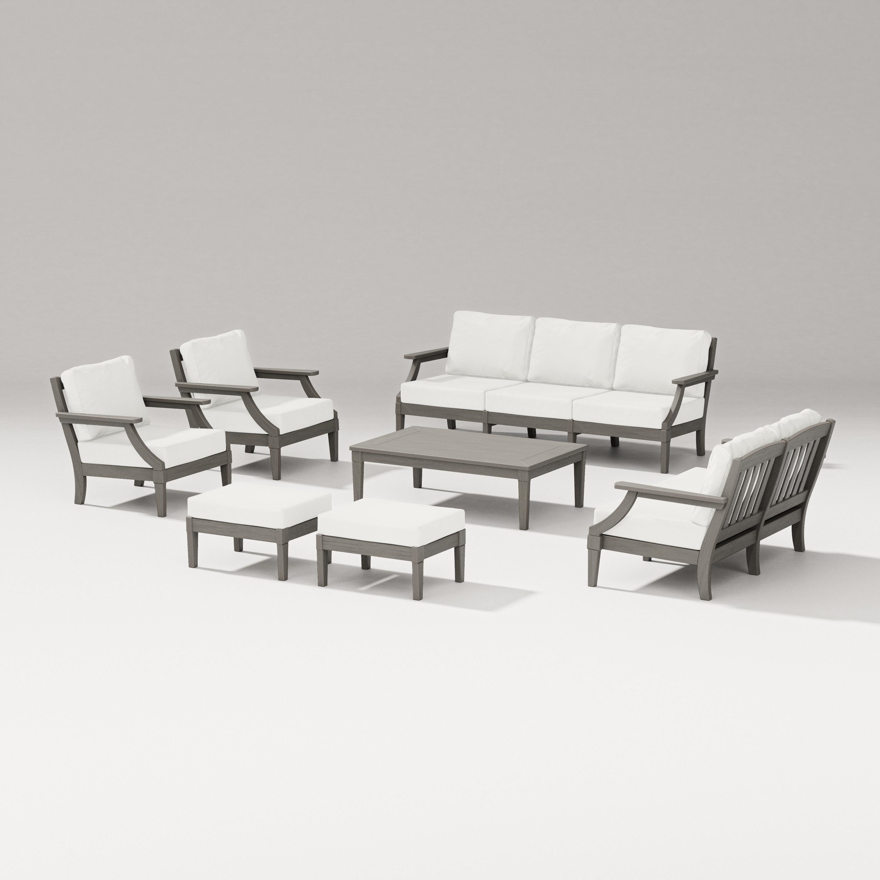 PW Designer Series Estate 7-Piece Lounge Sofa Set in Driftwood / Natural Linen