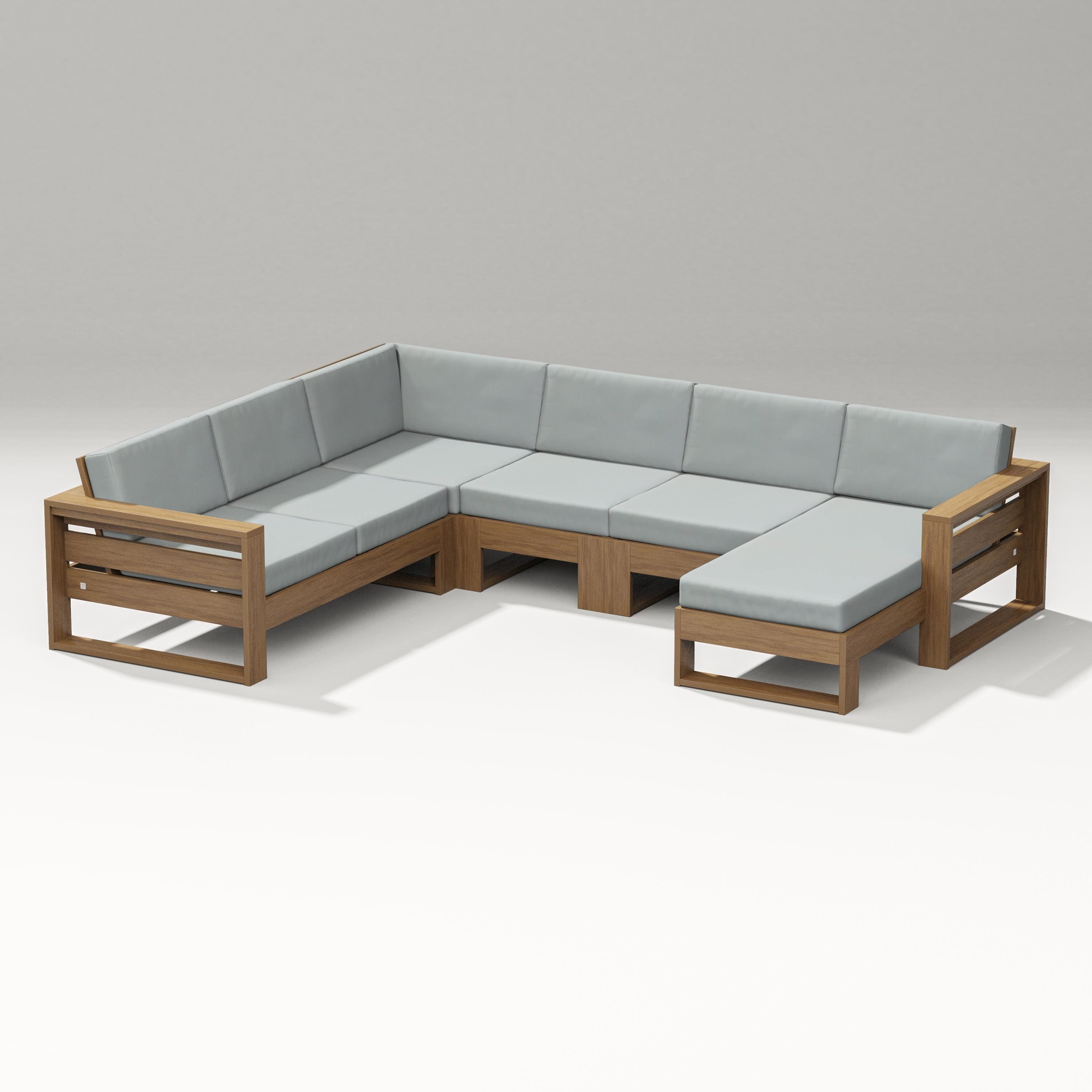 PW Designer Series Latitude Corner Sectional with Right Chaise in Natural / Spa