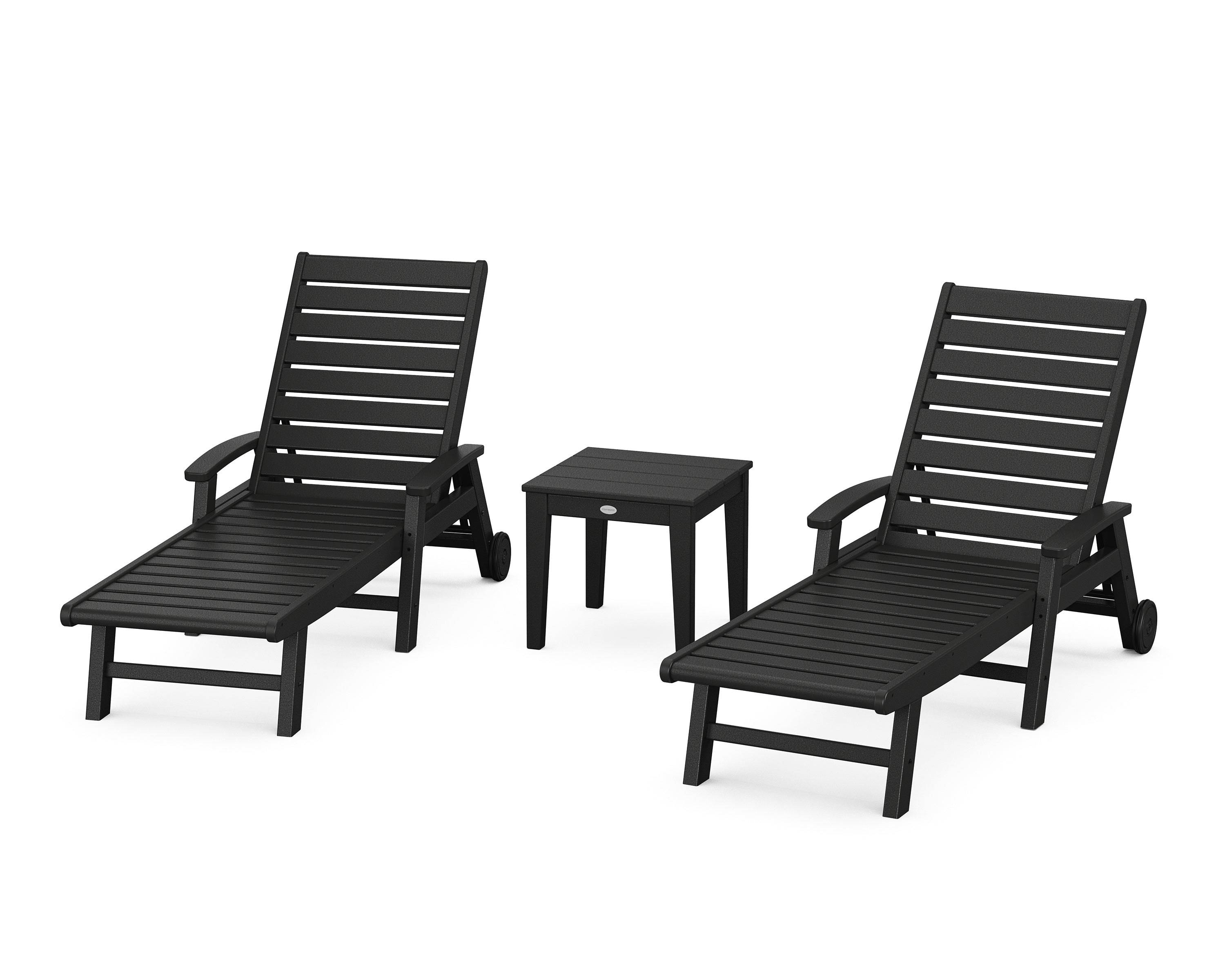 POLYWOOD Signature Chaise 3-Piece Set with Wheels in Black