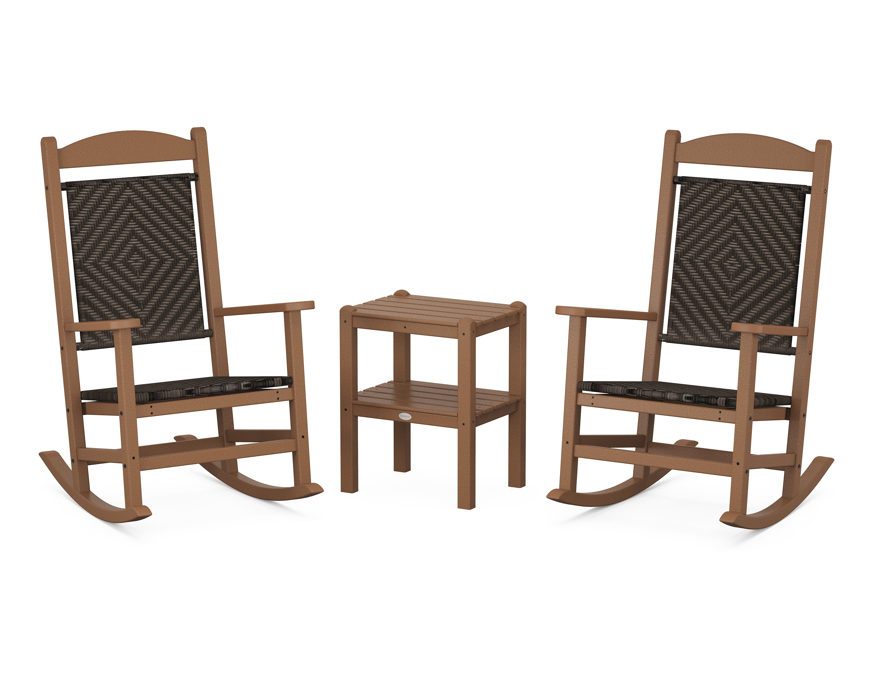 POLYWOOD® Presidential Woven Rocker 3-Piece Set in Teak / Cahaba