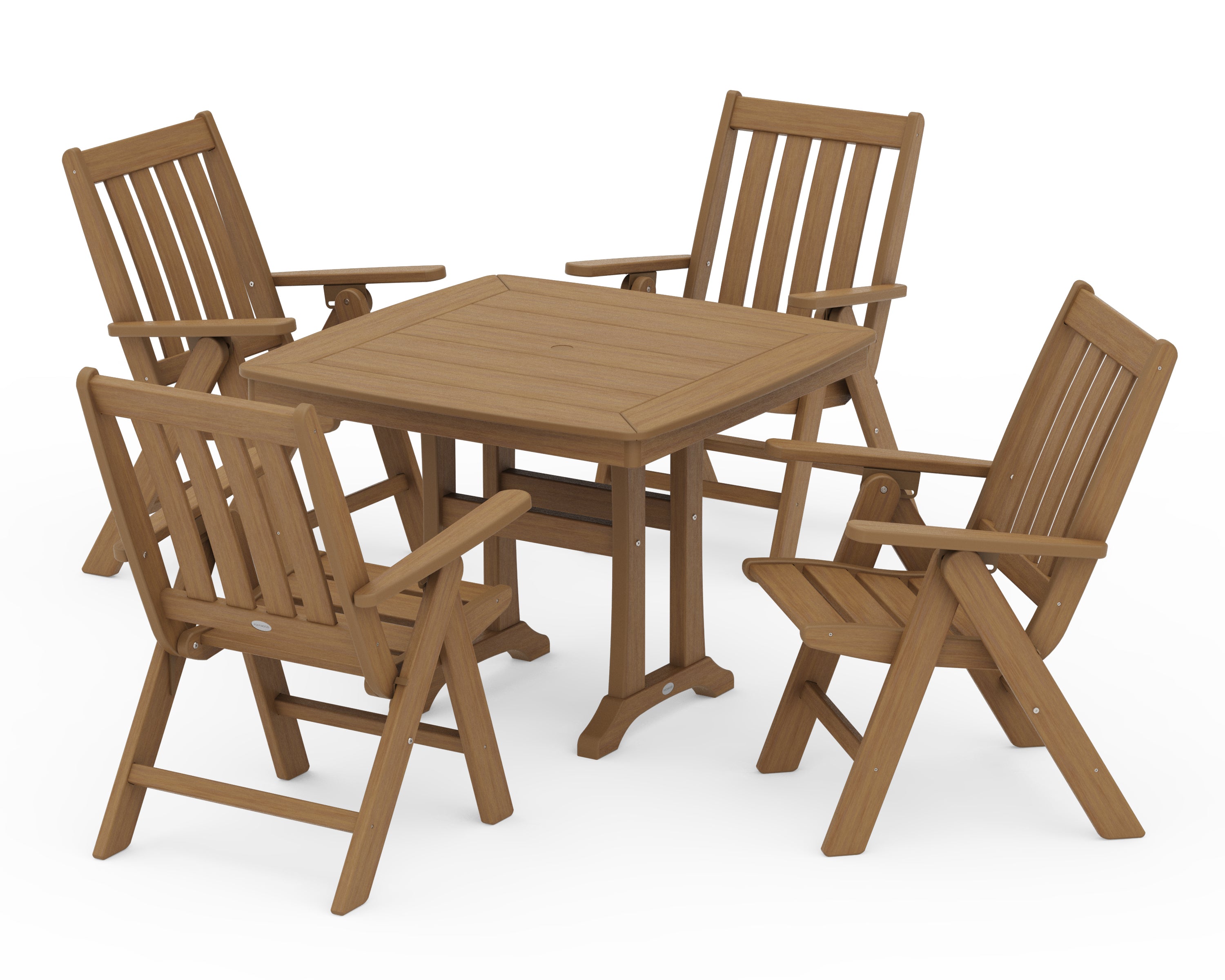 POLYWOOD Vineyard Folding 5-Piece Dining Set with Trestle Legs in Natural