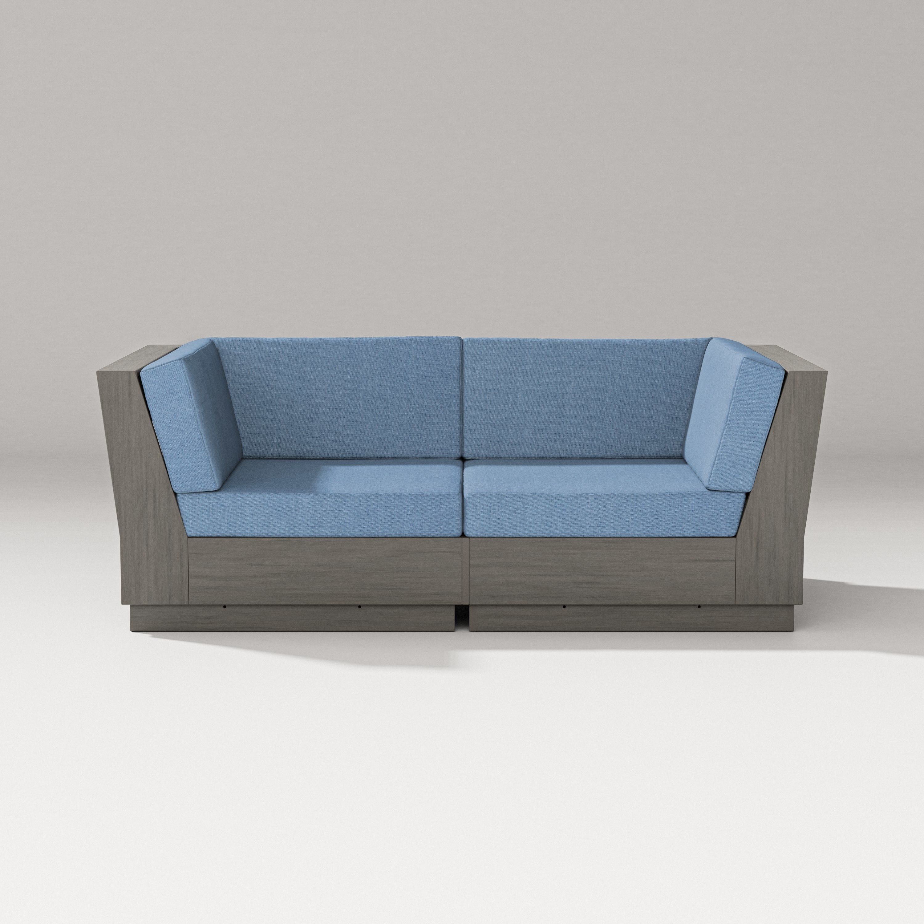 PW Designer Series Elevate Loveseat Sectional in Driftwood / Sky Blue