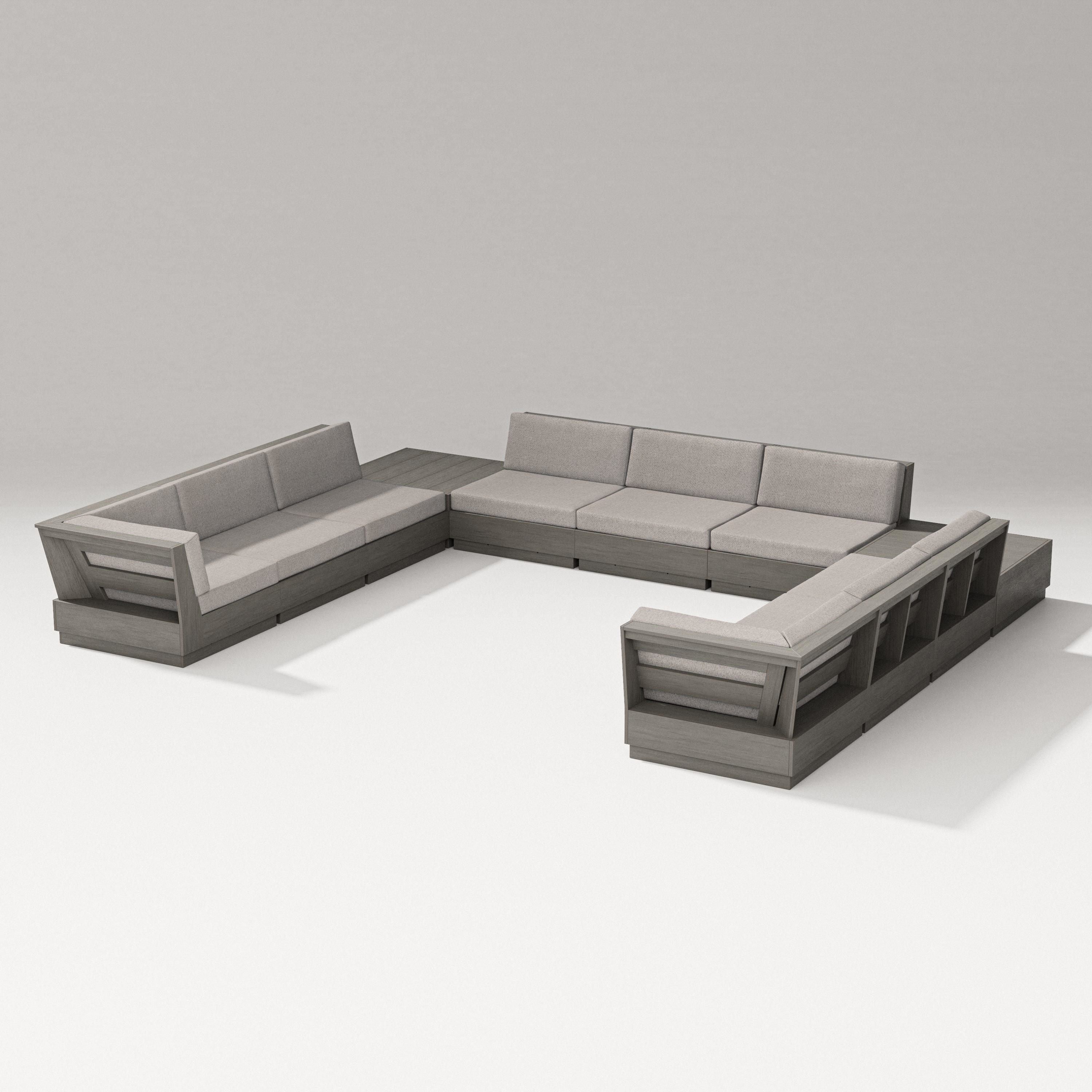 PW Designer Series Elevate 11-Piece U-Shaped Sofa Sectional in Driftwood / Weathered Tweed