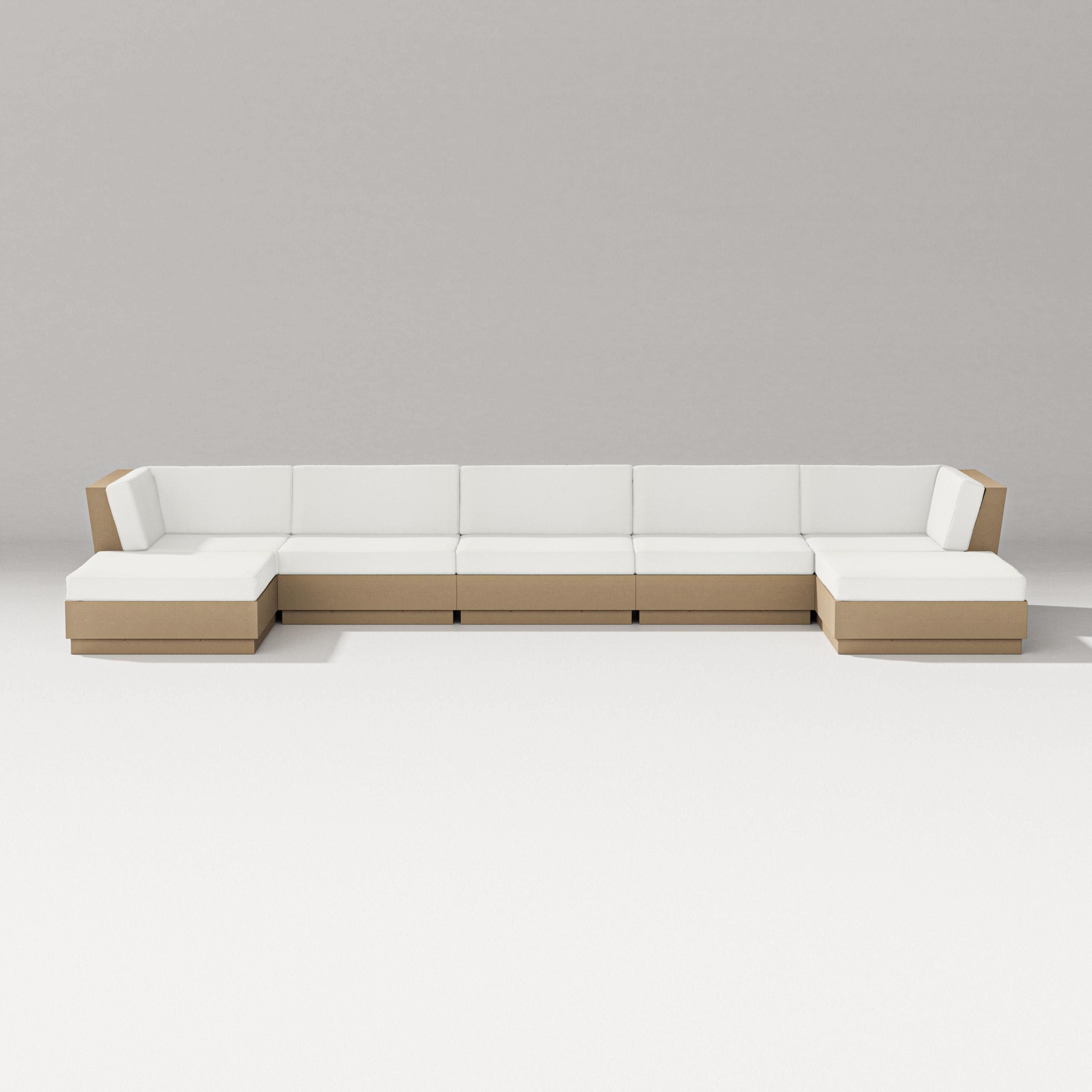 PW Designer Series Elevate 7-Piece Double Chaise Sectional in Vintage Sahara / Natural Linen