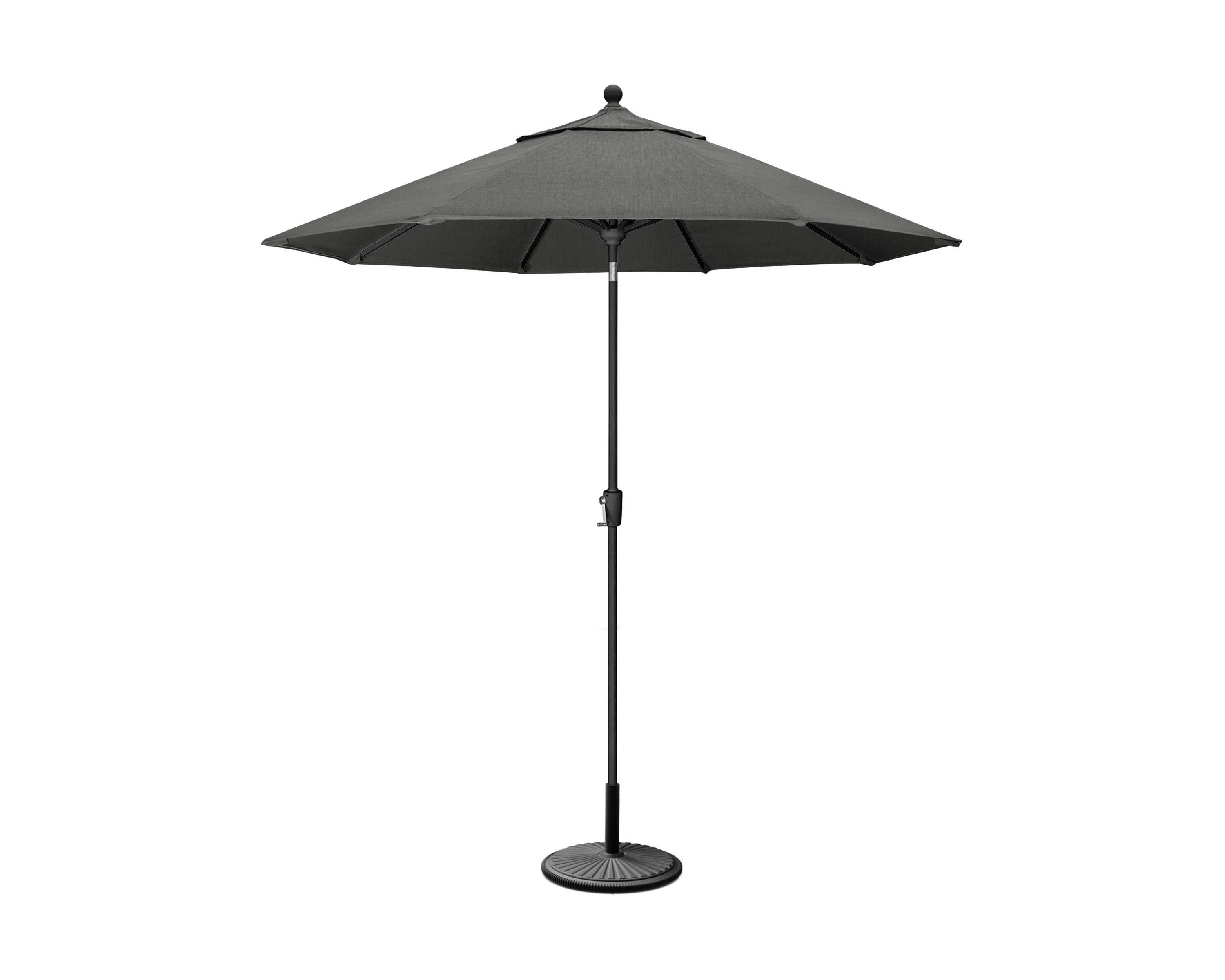 POLYWOOD 9' Tilt Market Umbrella & Base - Bar Height in Black / Spectrum Carbon