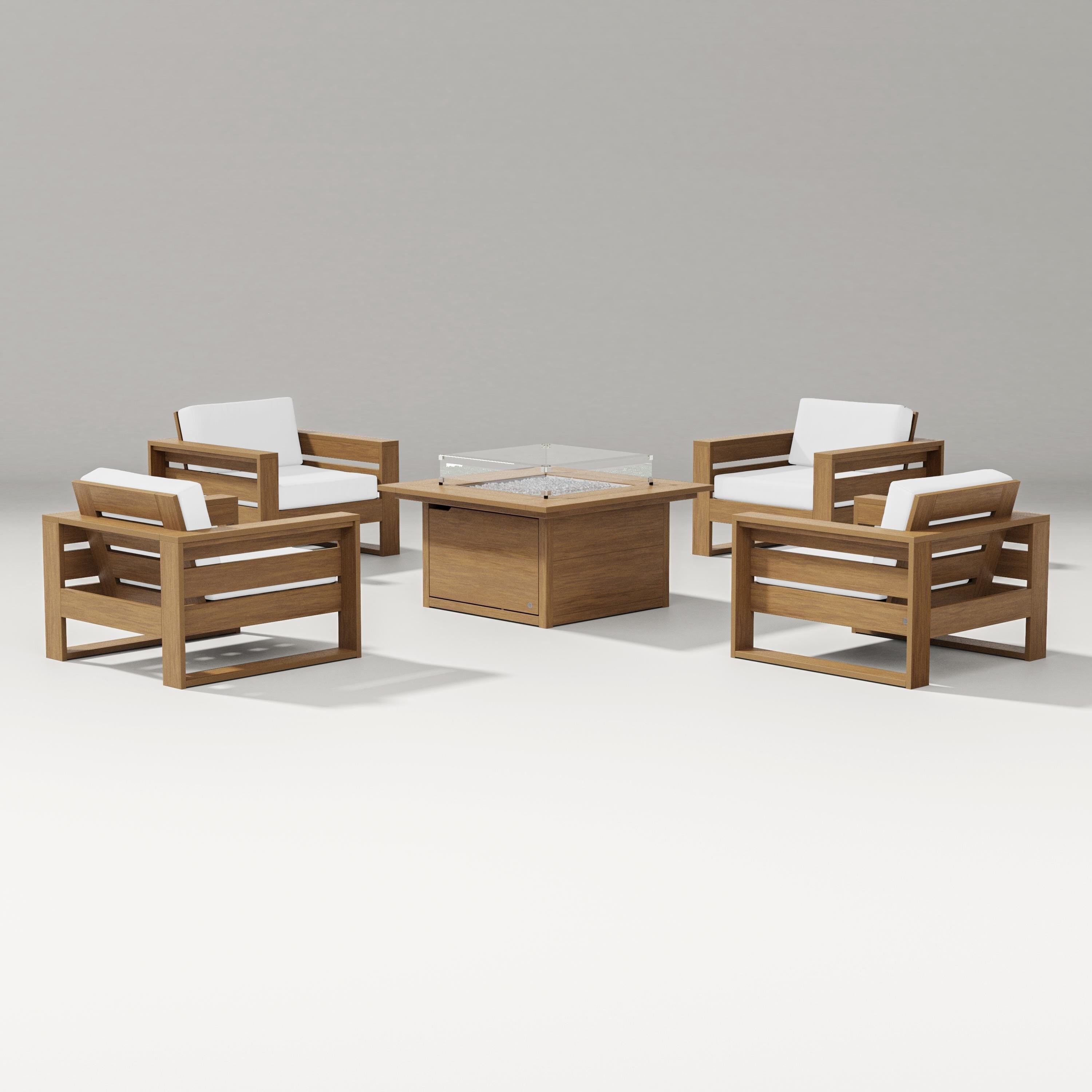 PW Designer Series Latitude 5-Piece Lounge Fire Table Set in Natural / Natural