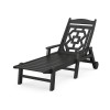 Martha Stewart by POLYWOOD Chinoiserie Chaise Lounge in Black
