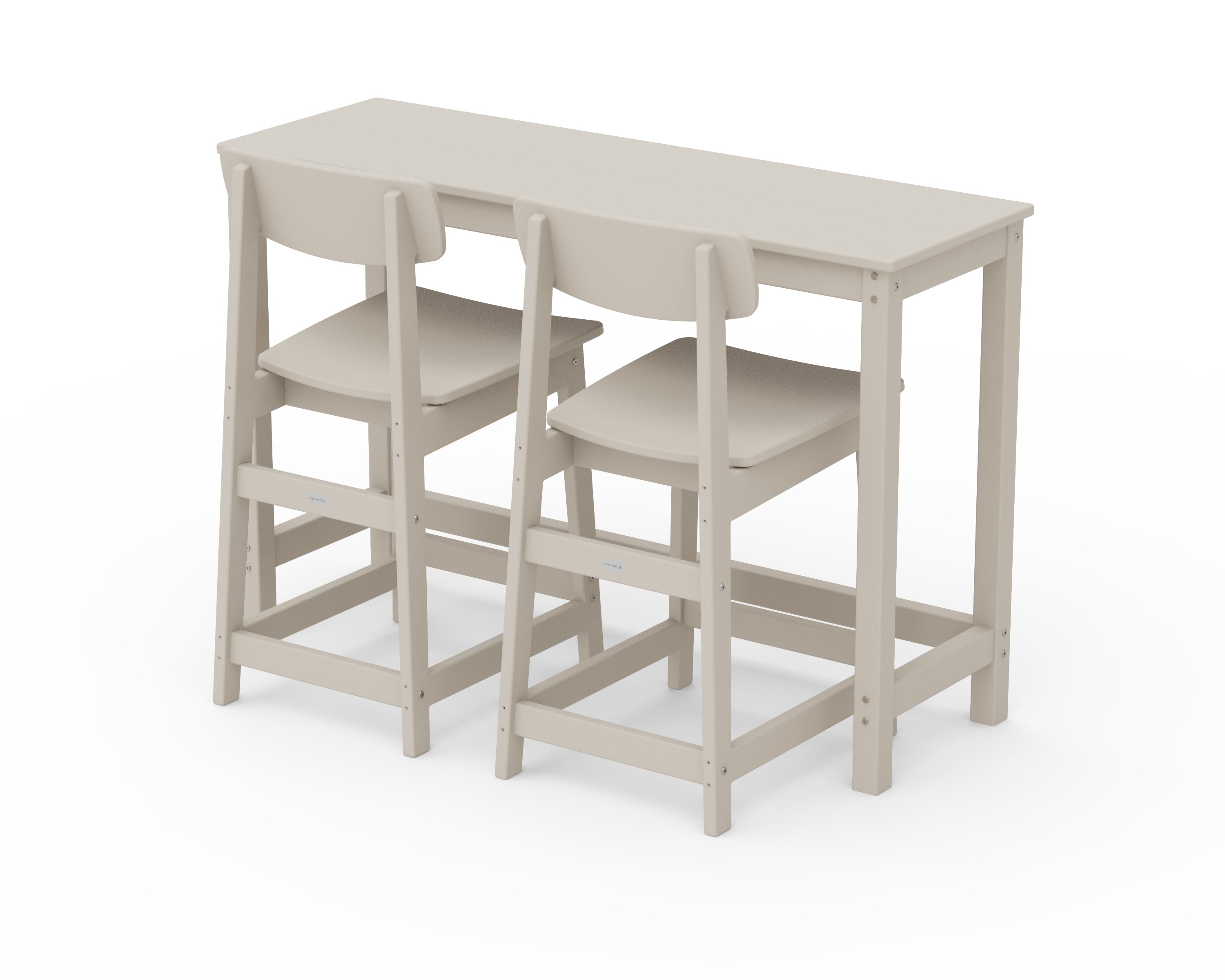 POLYWOOD Modern Studio Urban Counter Chair 3-Piece Balcony Set in Sand