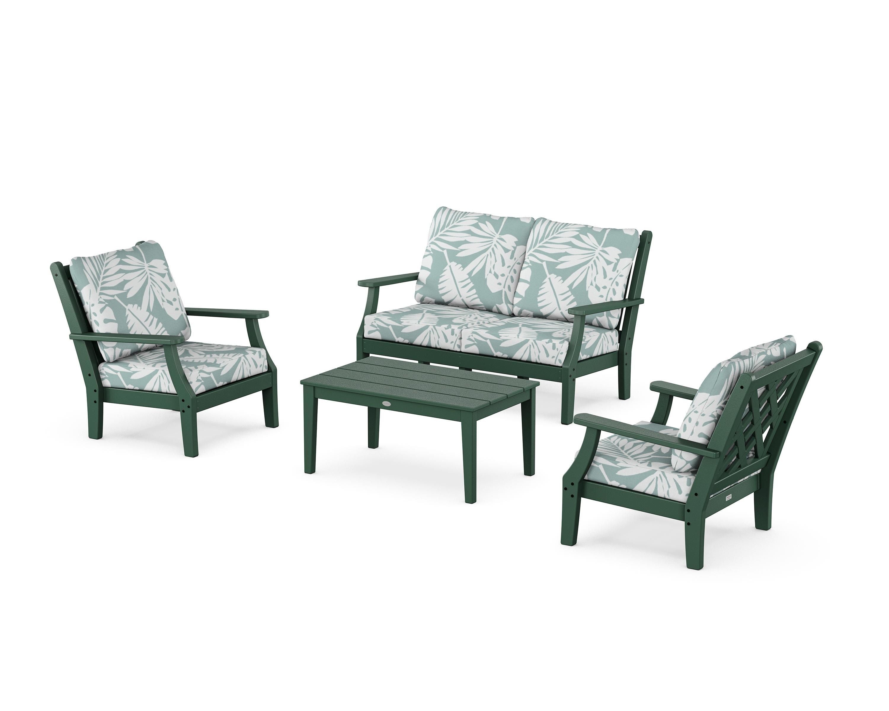 Country Living Wovendale 4-Piece Deep Seating Set with Loveseat in Green / Leaf Glacier Spa