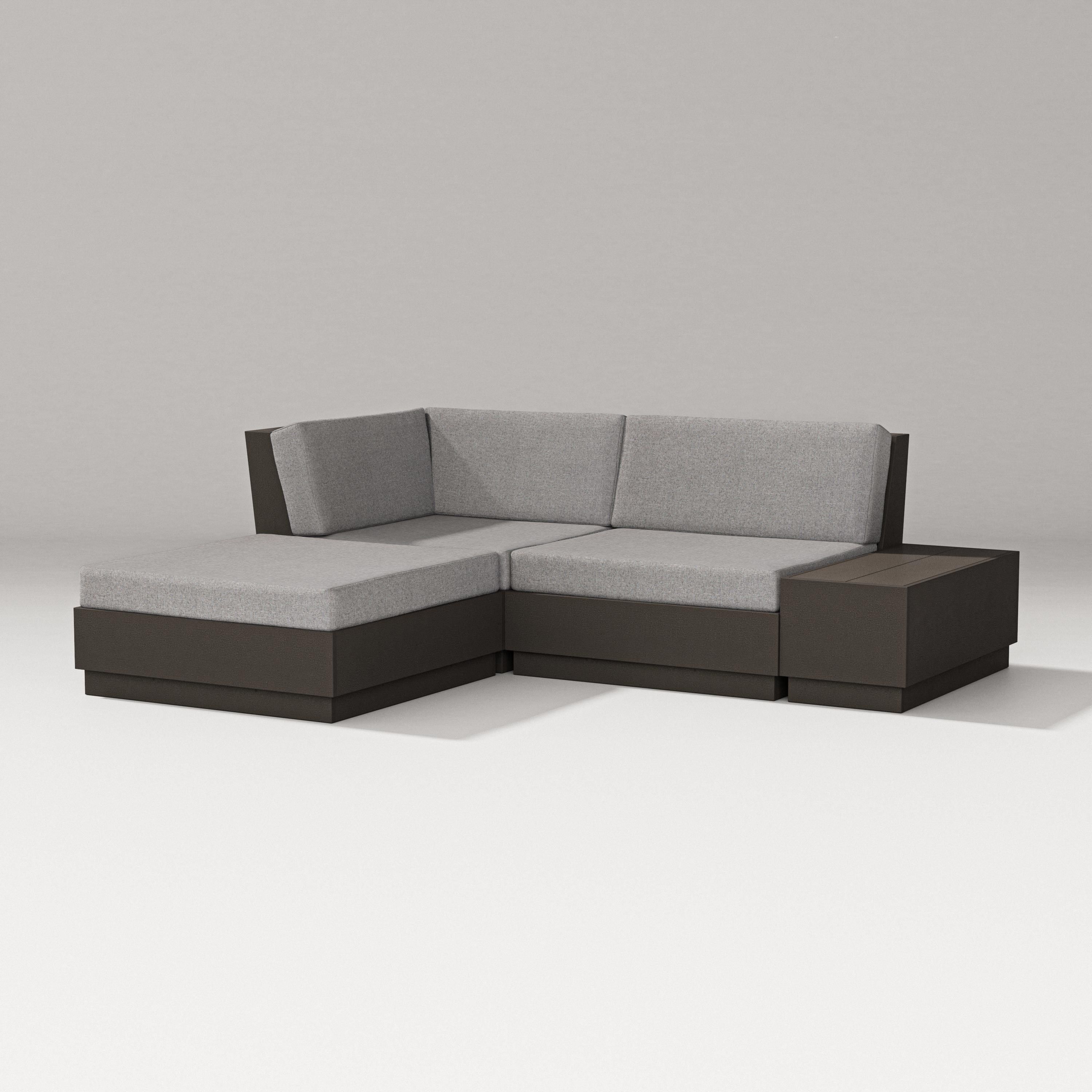 PW Designer Series Elevate Loveseat Sectional with Chaise in Vintage Coffee / Grey Mist