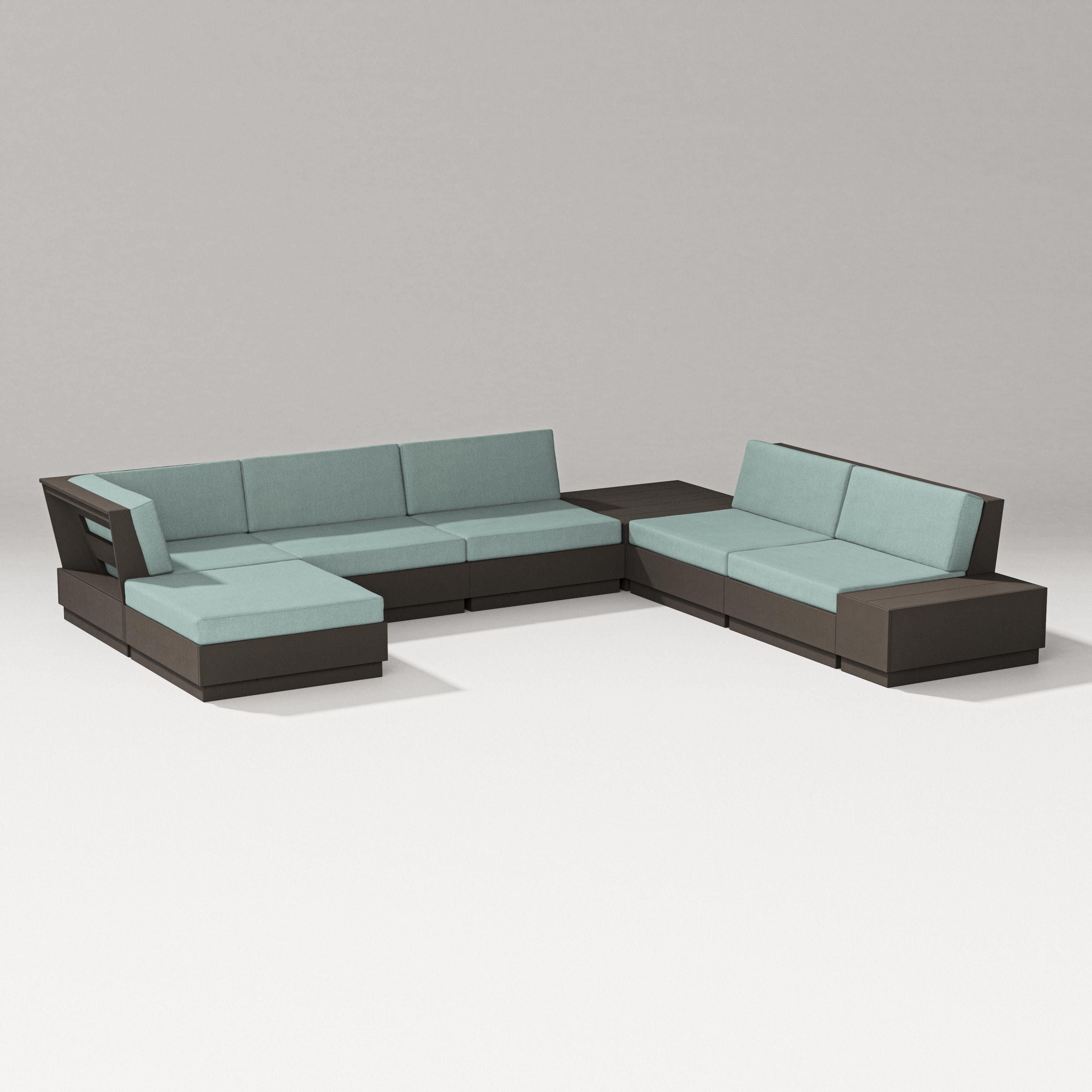 PW Designer Series Elevate 8-Piece Corner Sectional in Vintage Coffee / Glacier Spa