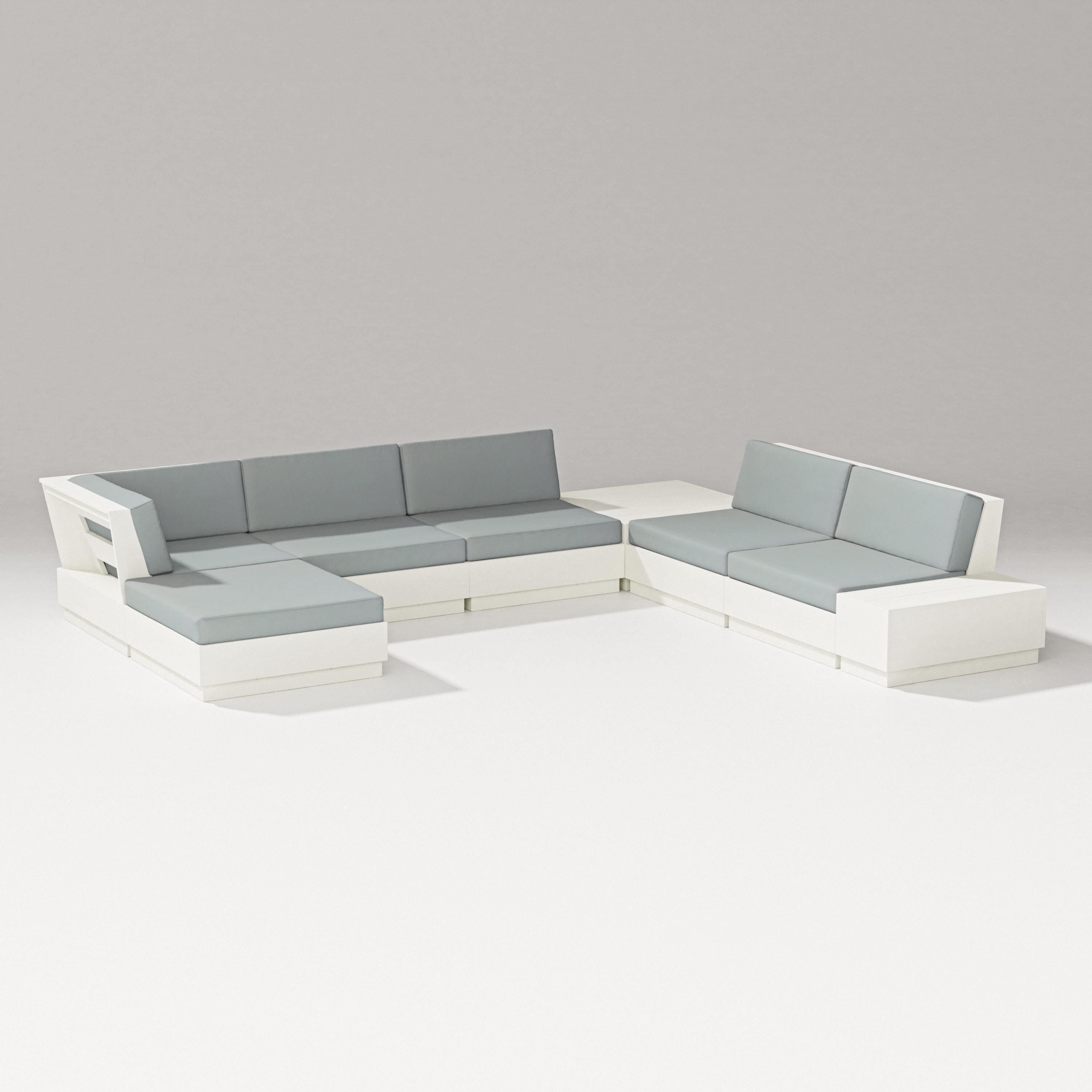 PW Designer Series Elevate 8-Piece Corner Sectional in Vintage White / Spa