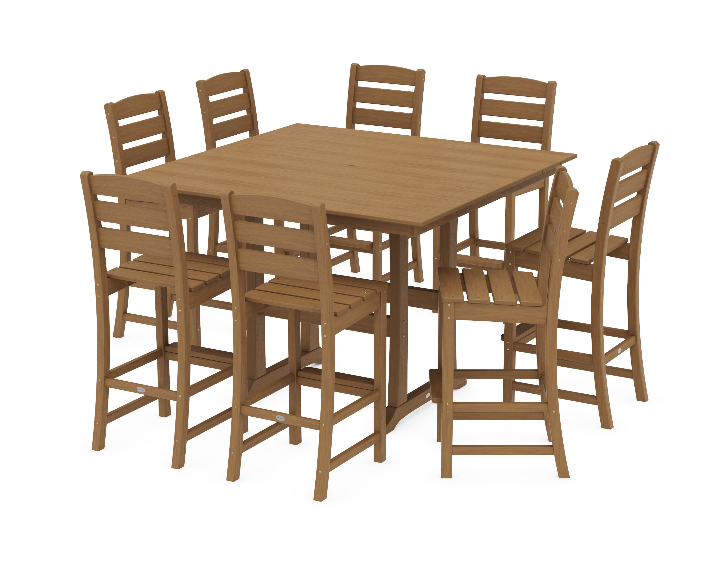 POLYWOOD Lakeside 9-Piece Bar Side Chair Set in Natural